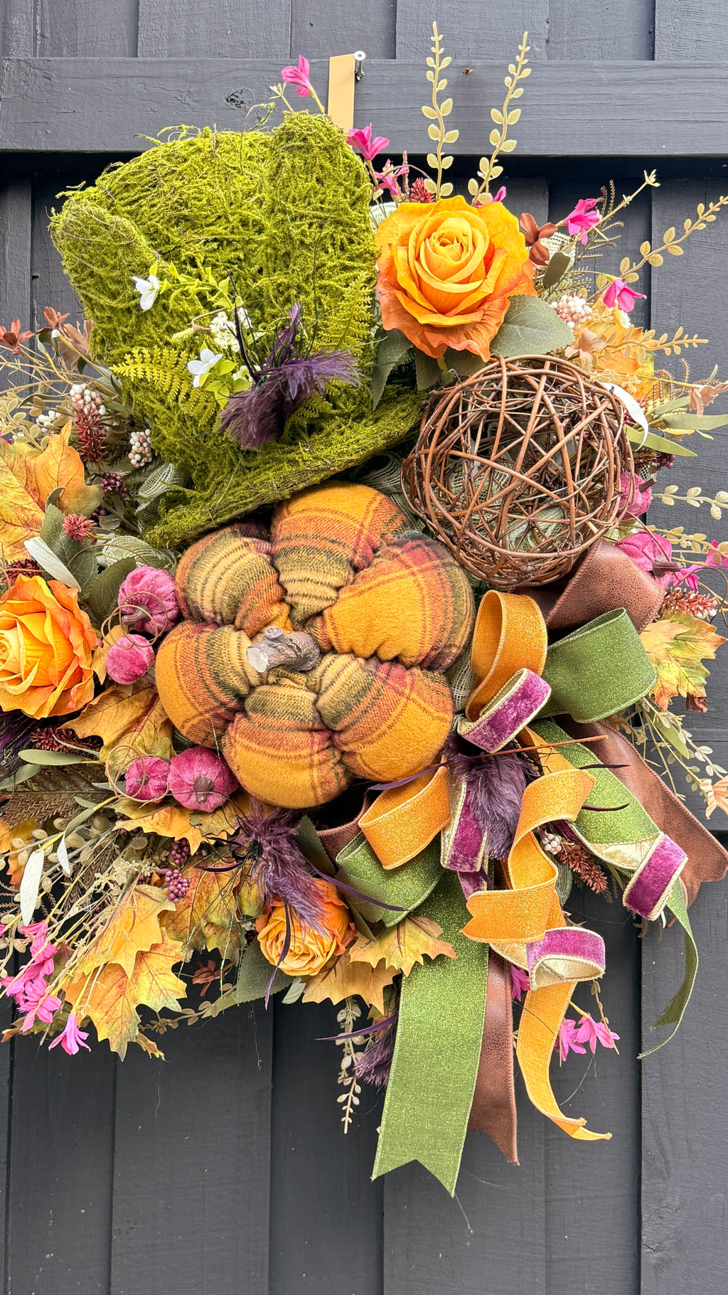 🍂 Whimsical Woodland Fall Wreath with Moss Top Hat