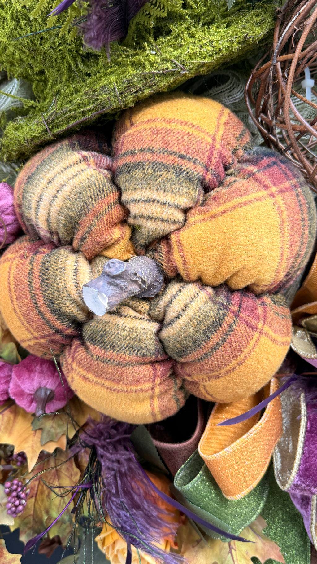 🍂 Whimsical Woodland Fall Wreath with Moss Top Hat