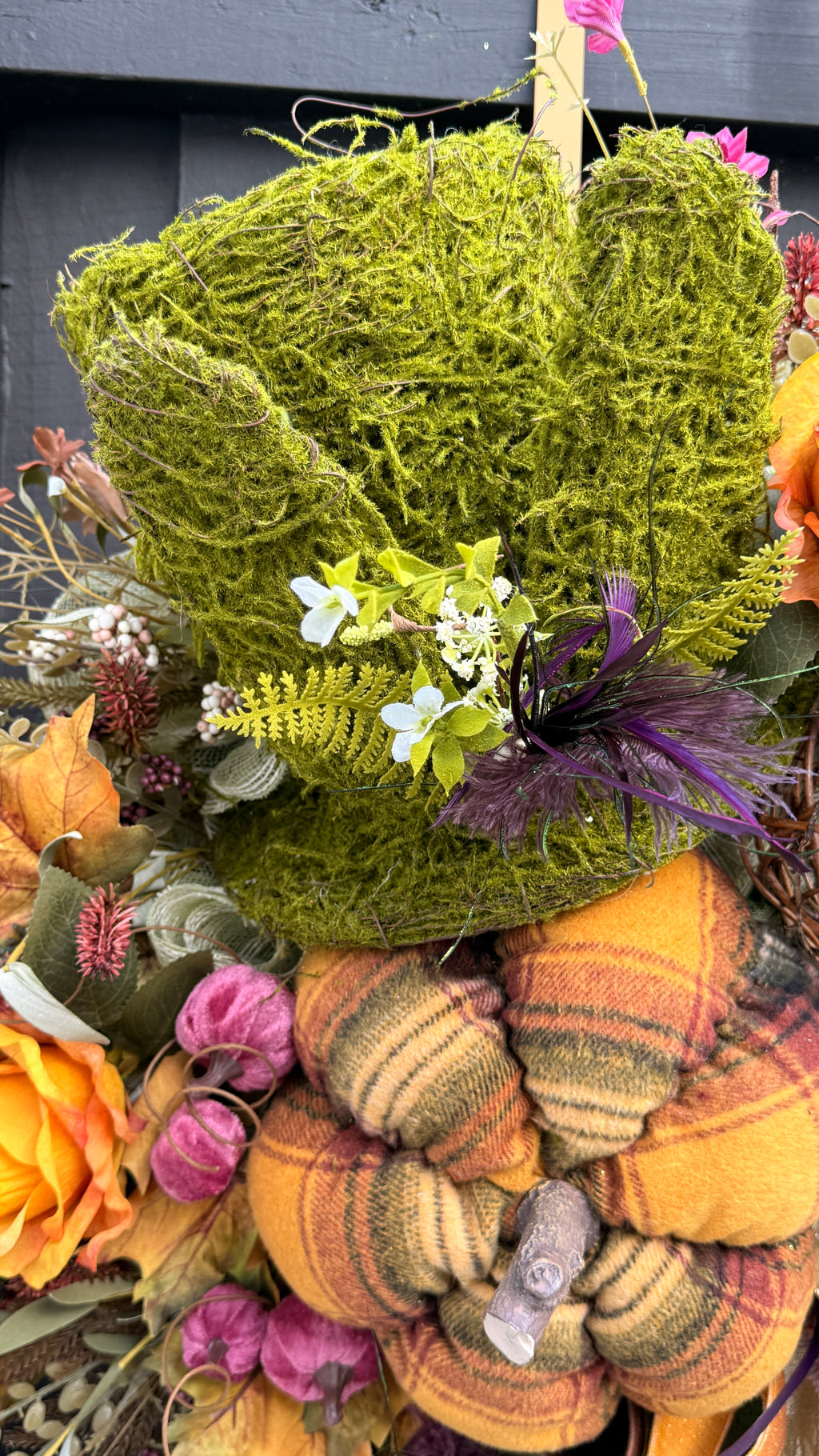 🍂 Whimsical Woodland Fall Wreath with Moss Top Hat