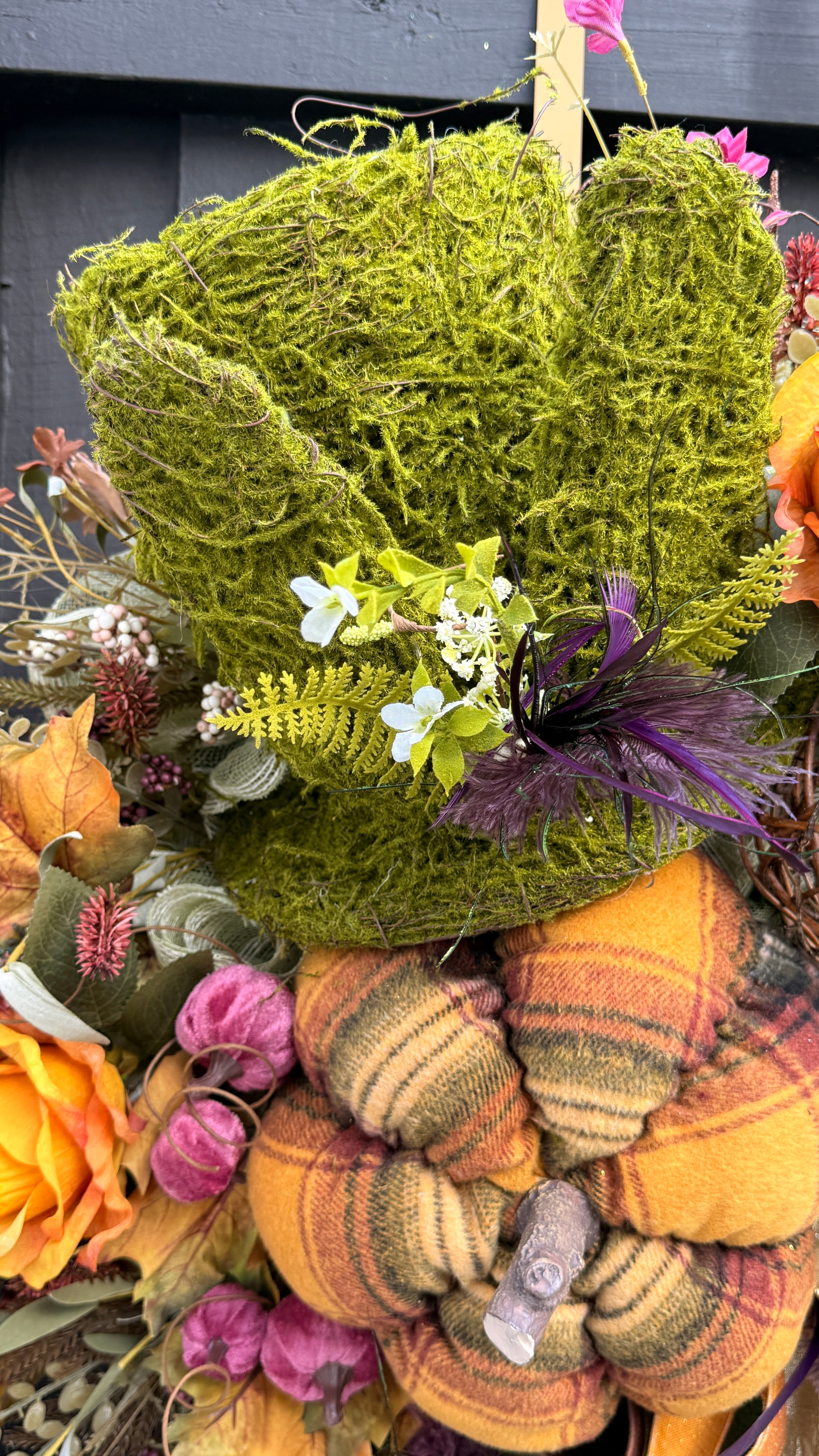 🍂 Whimsical Woodland Fall Wreath with Moss Top Hat