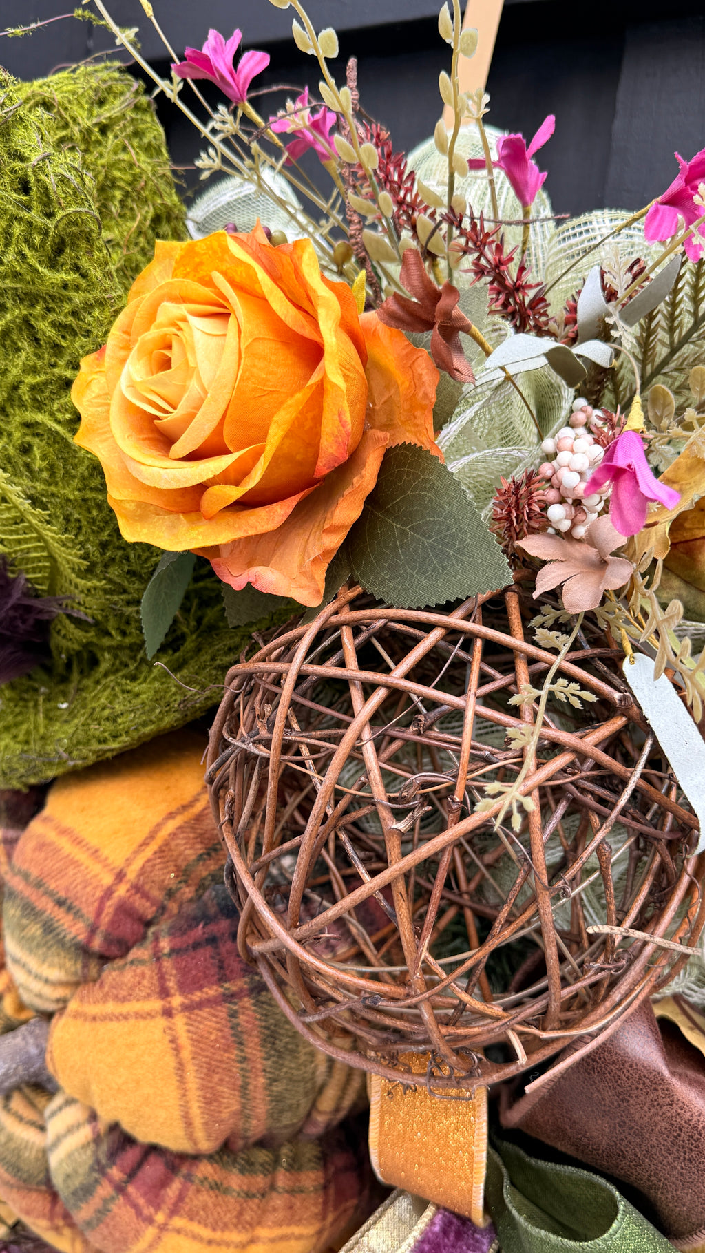 🍂 Whimsical Woodland Fall Wreath with Moss Top Hat