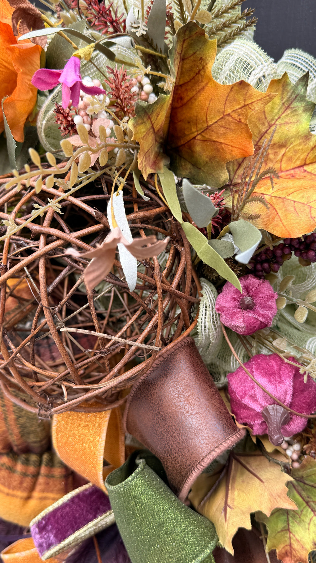 🍂 Whimsical Woodland Fall Wreath with Moss Top Hat