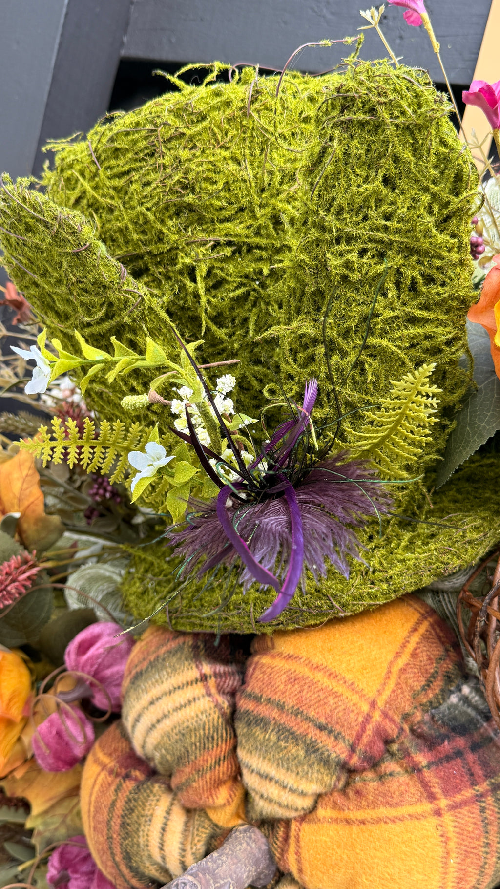 🍂 Whimsical Woodland Fall Wreath with Moss Top Hat