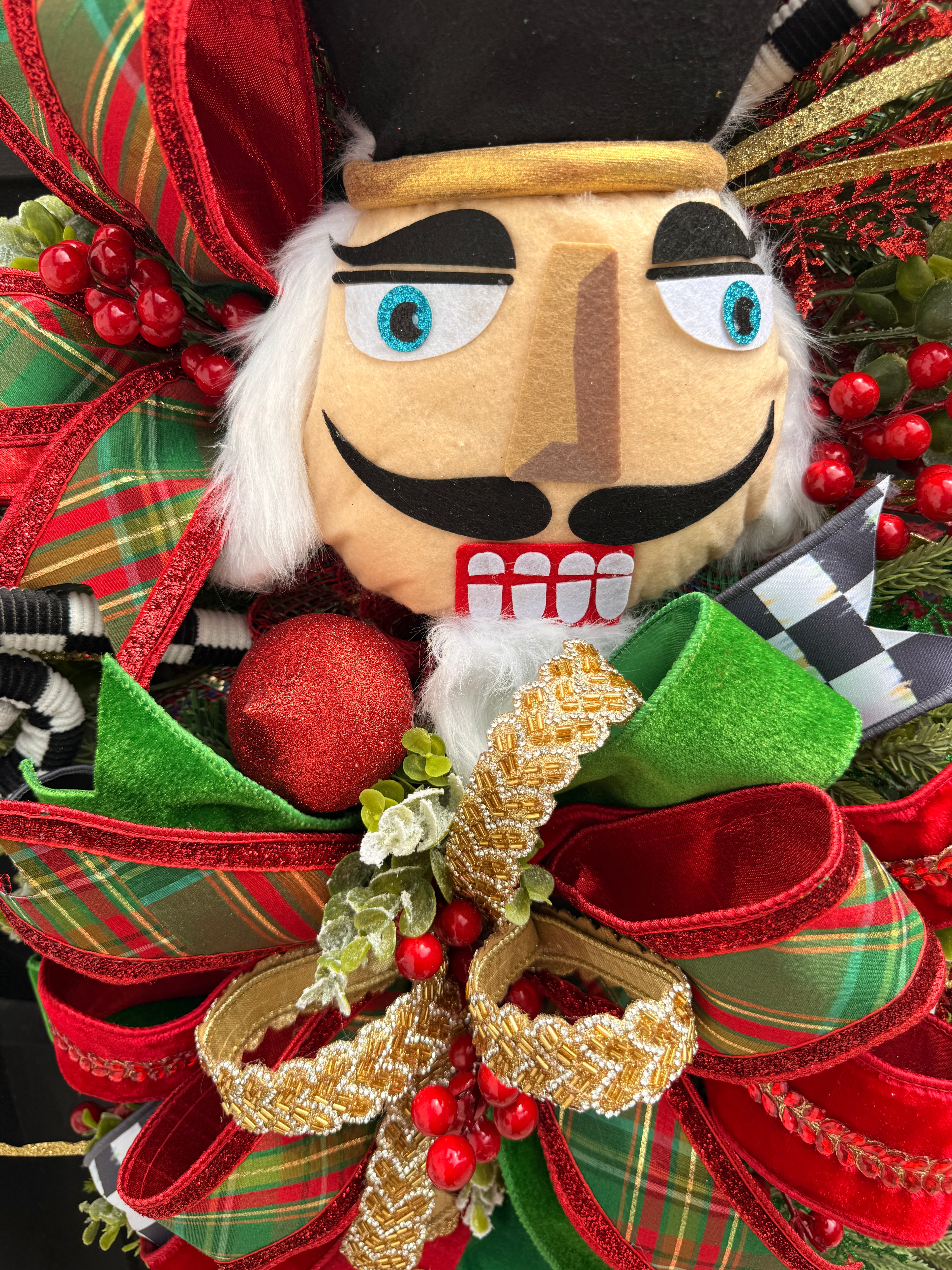 Traditional Nutcracker Christmas Swag for Front Door