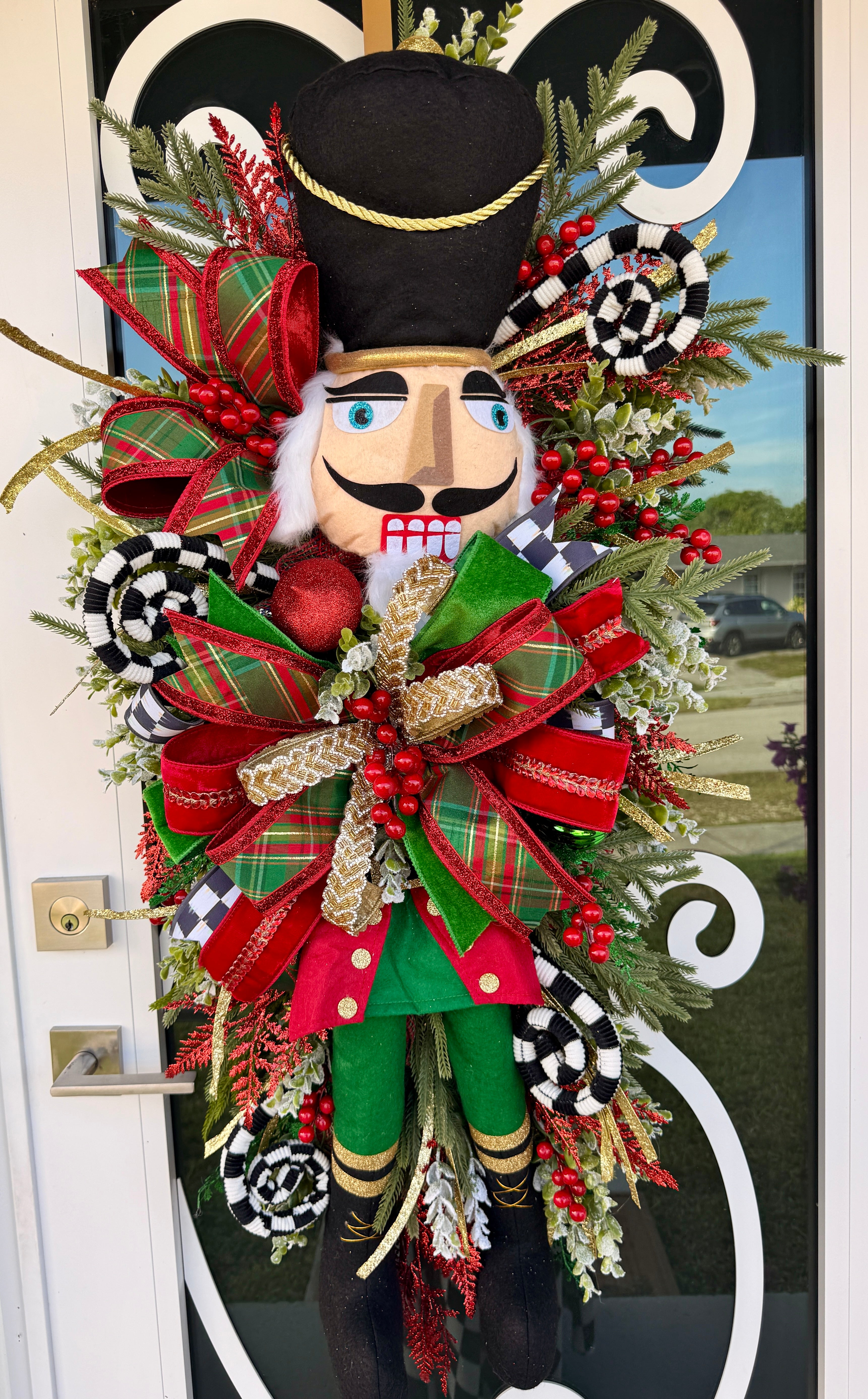 Traditional Nutcracker Christmas Swag for Front Door