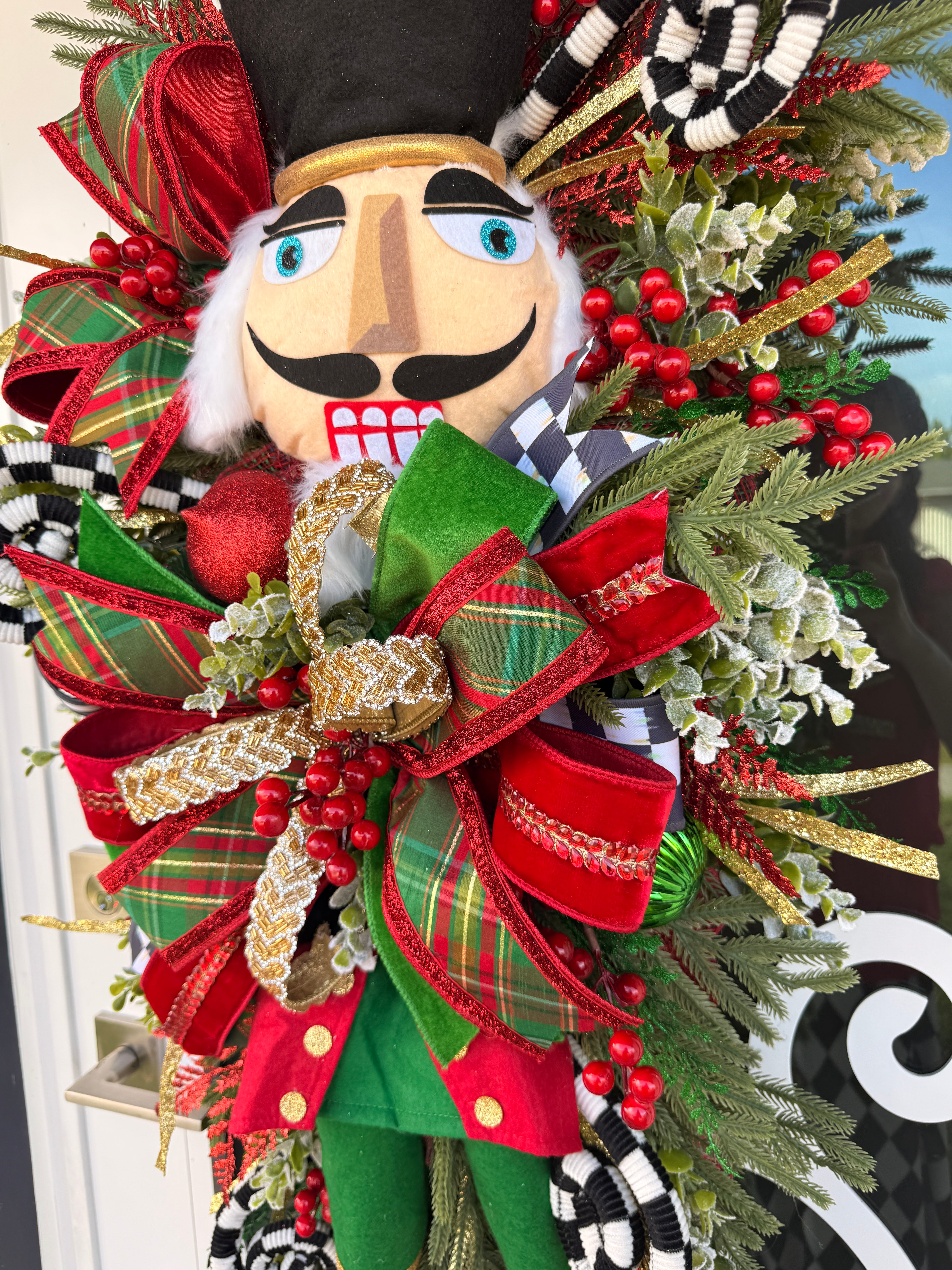 Traditional Nutcracker Christmas Swag for Front Door
