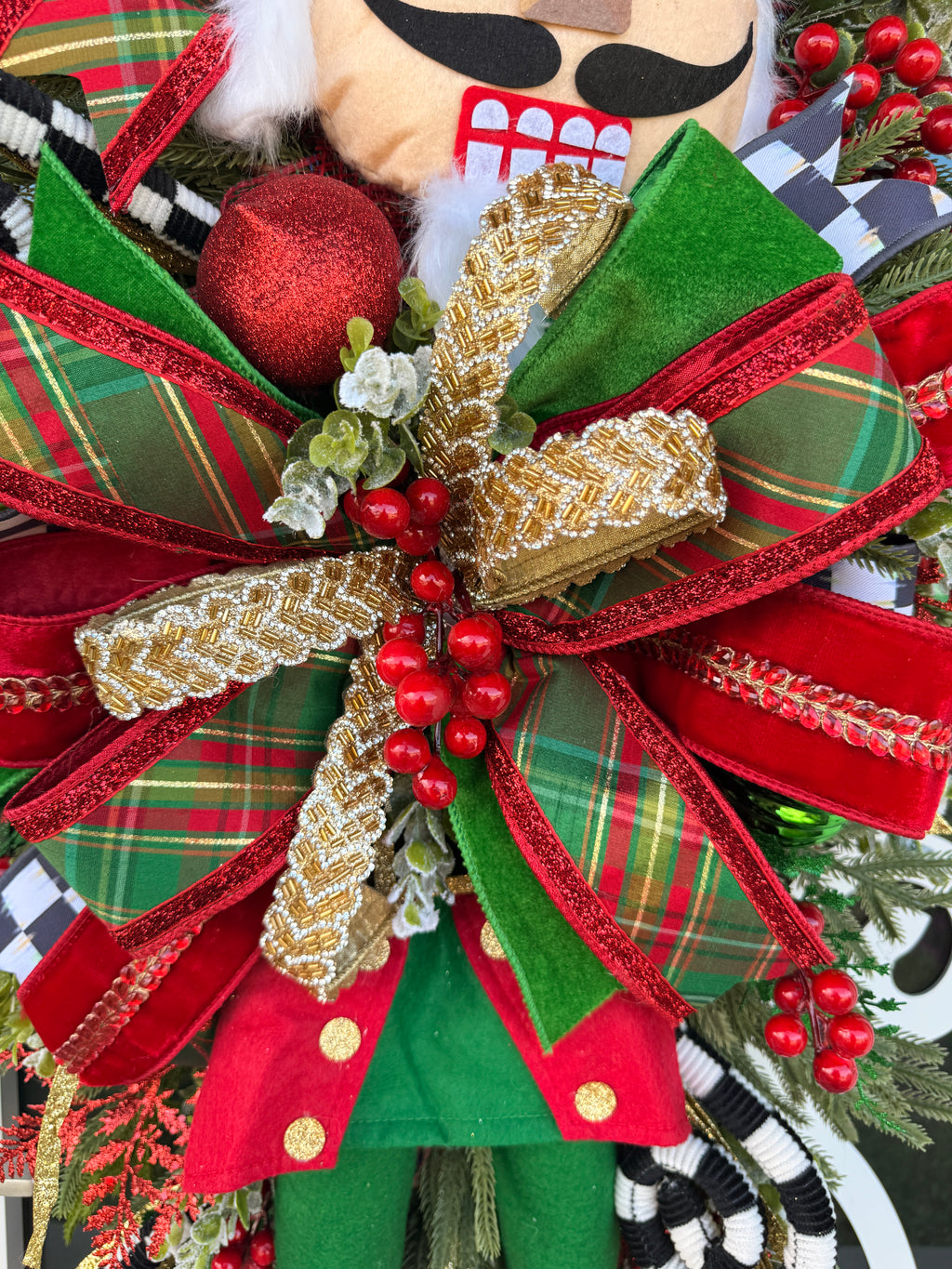 Traditional Nutcracker Christmas Swag for Front Door