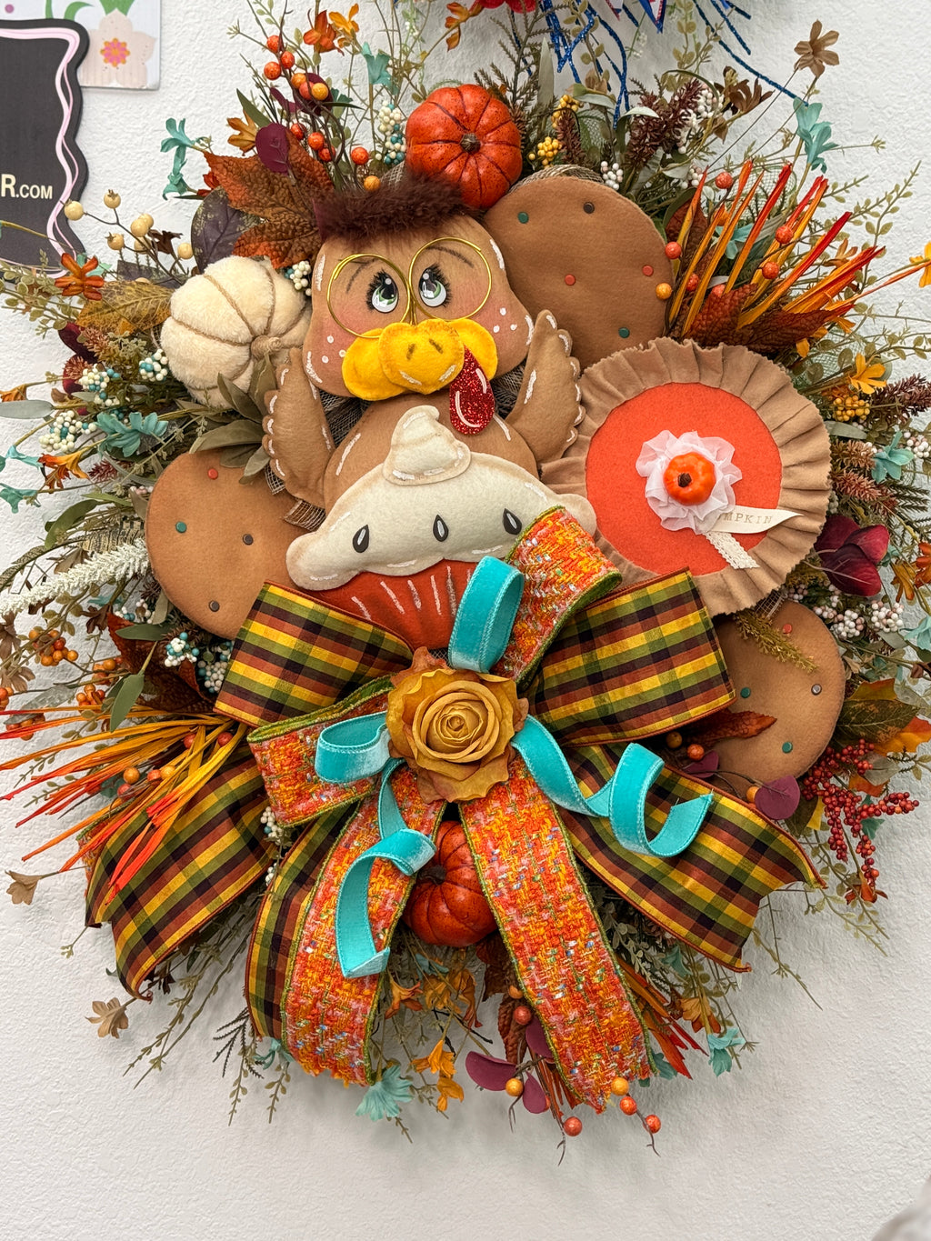 Handmade Luxury Thanksgiving Turkey Wreath | Whimsical Fall Front Door Decor