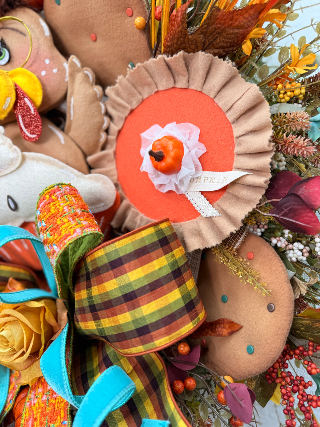 Handmade Luxury Thanksgiving Turkey Wreath | Whimsical Fall Front Door Decor