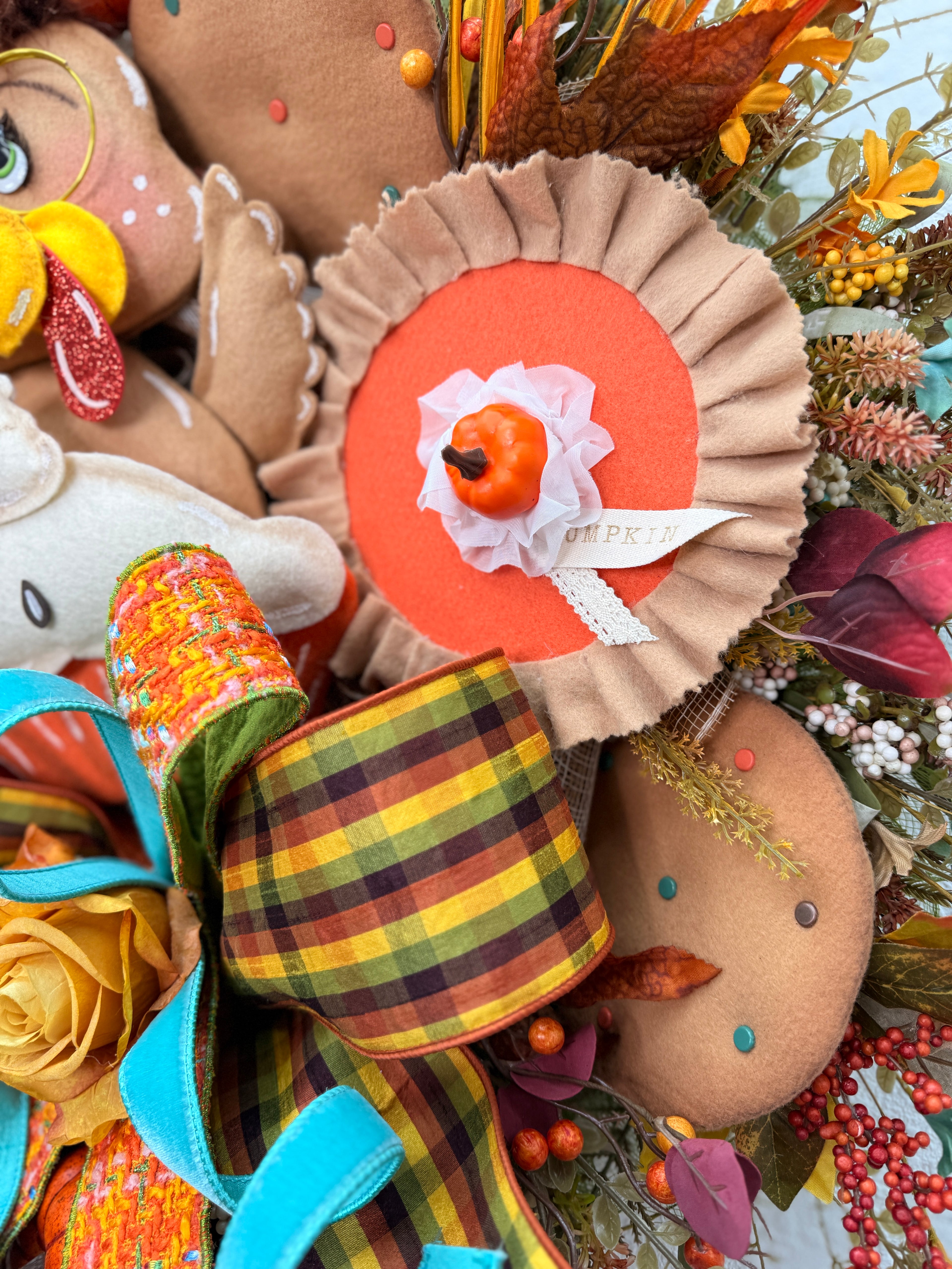 Handmade Luxury Thanksgiving Turkey Wreath | Whimsical Fall Front Door Decor