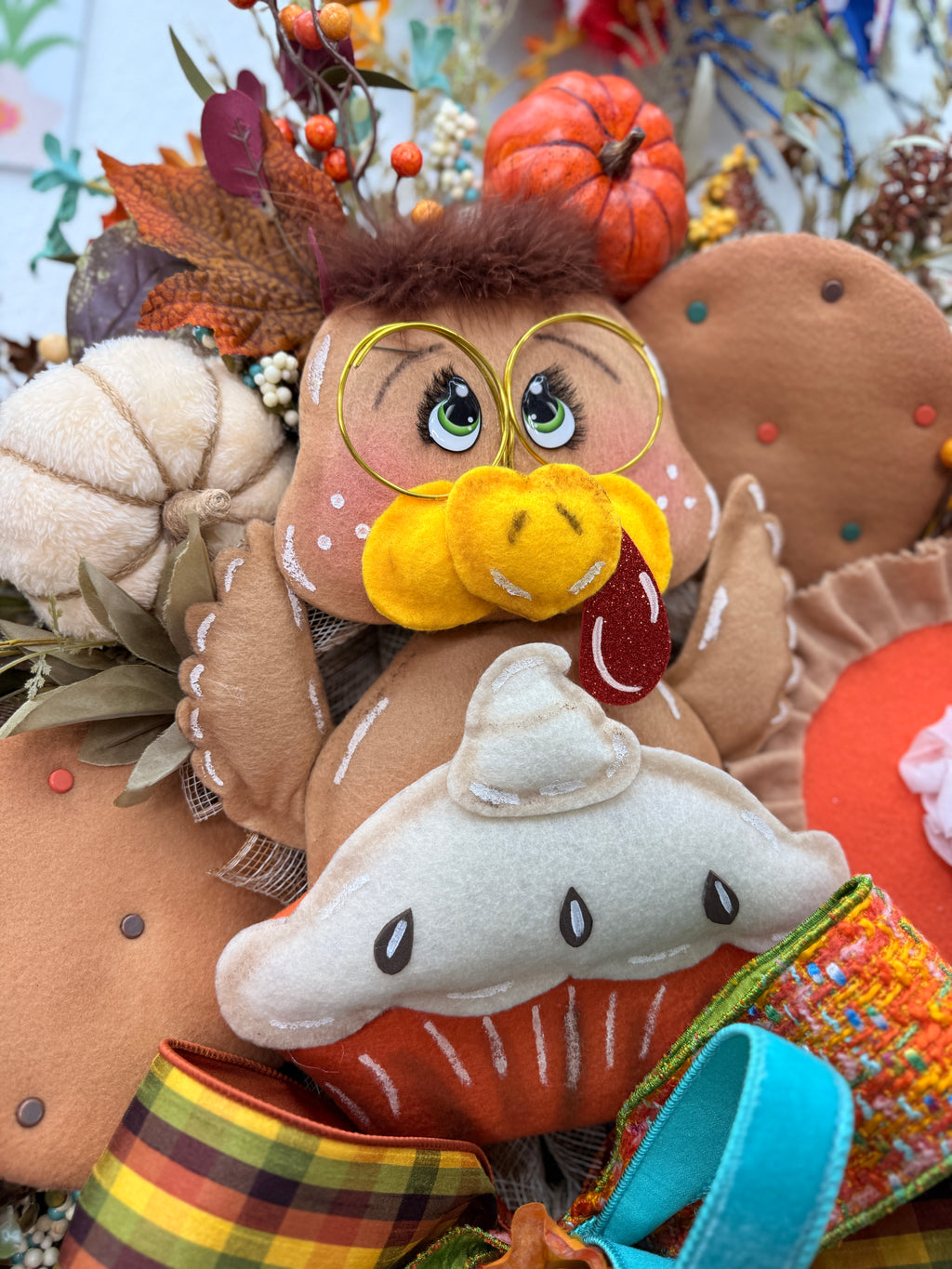 Handmade Luxury Thanksgiving Turkey Wreath | Whimsical Fall Front Door Decor