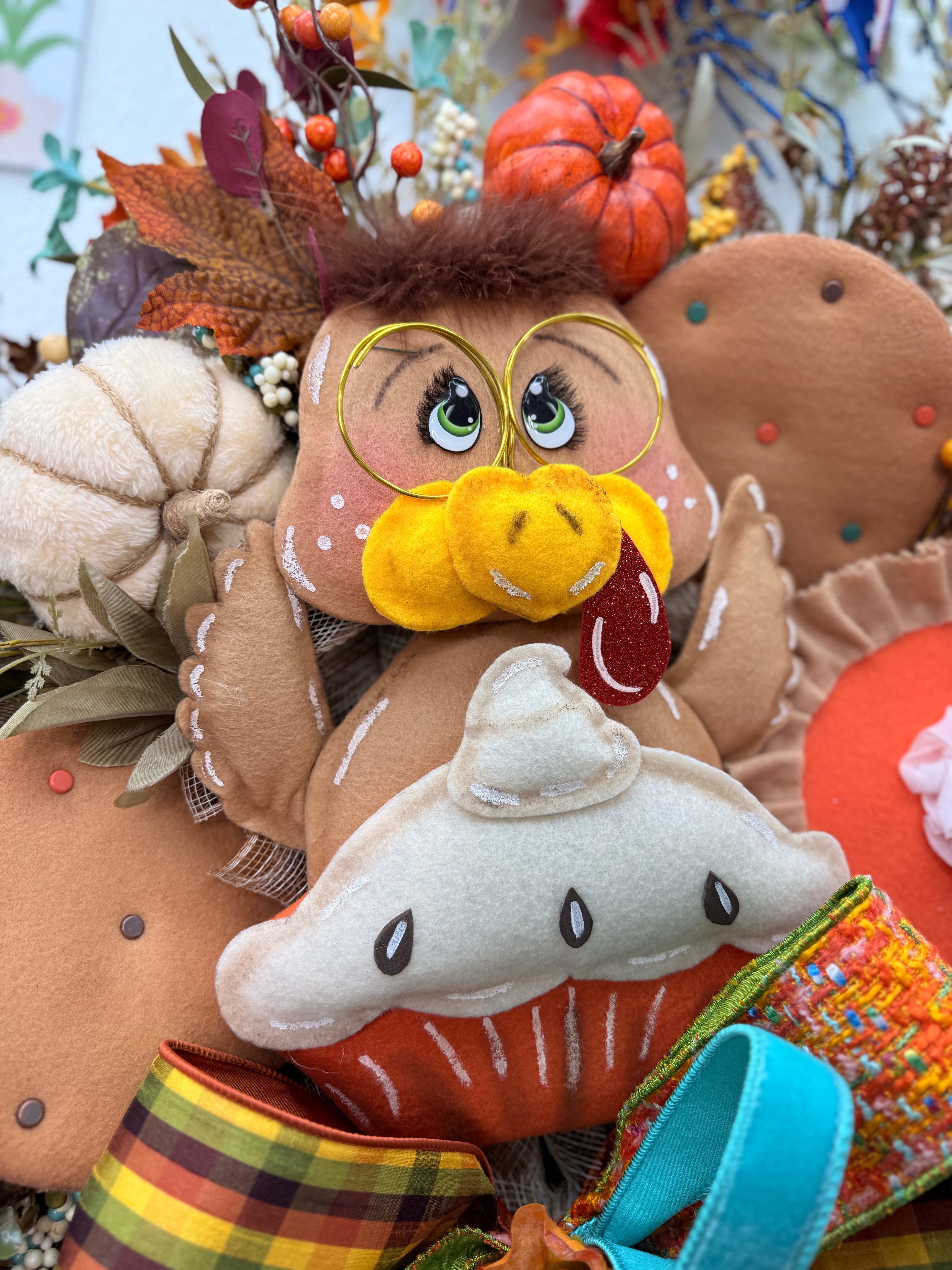 Handmade Luxury Thanksgiving Turkey Wreath | Whimsical Fall Front Door Decor