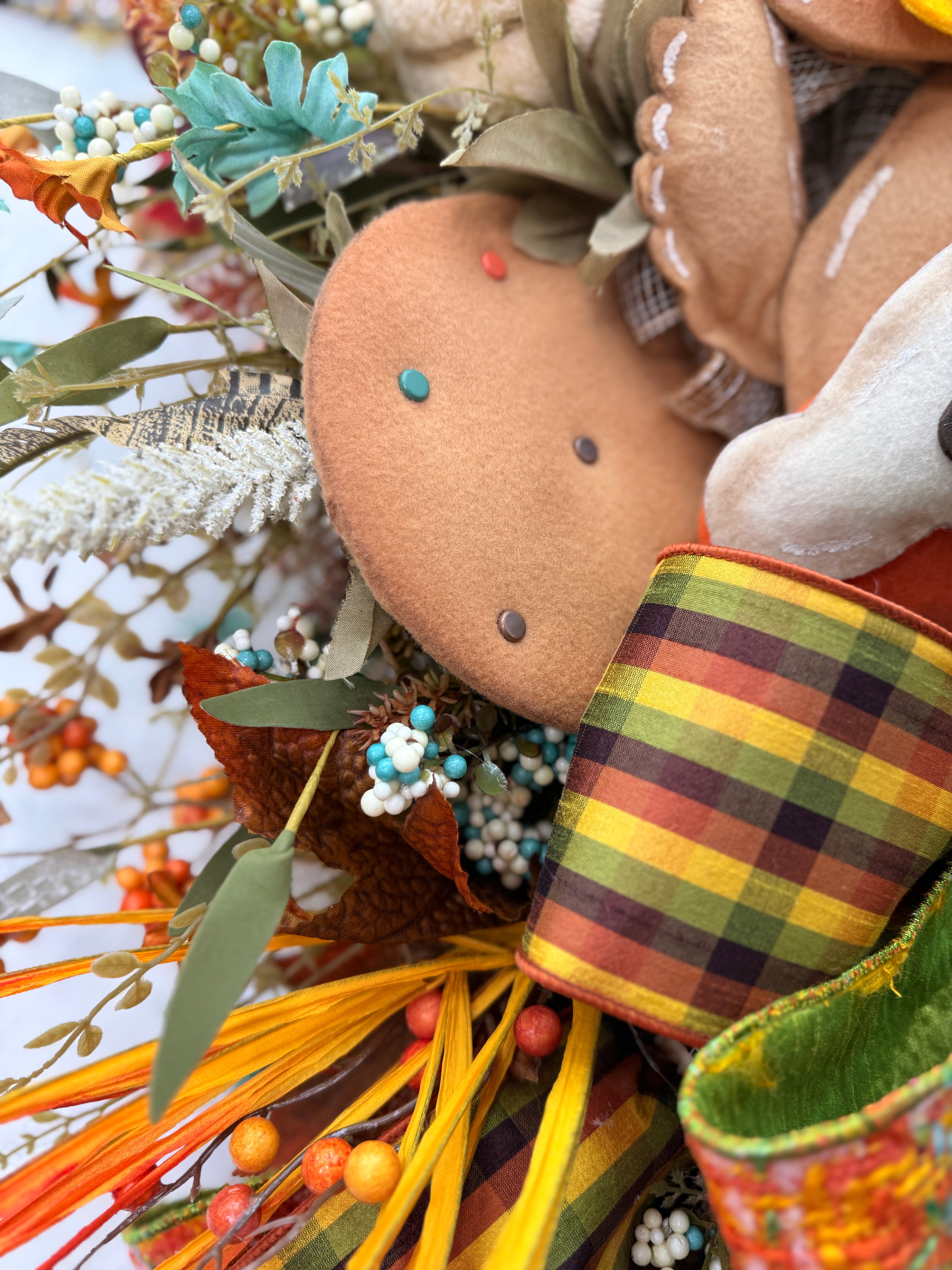 Handmade Luxury Thanksgiving Turkey Wreath | Whimsical Fall Front Door Decor