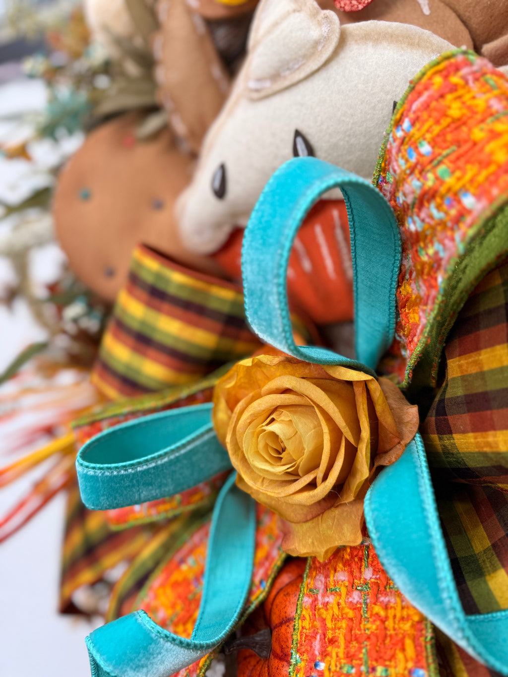 Handmade Luxury Thanksgiving Turkey Wreath | Whimsical Fall Front Door Decor