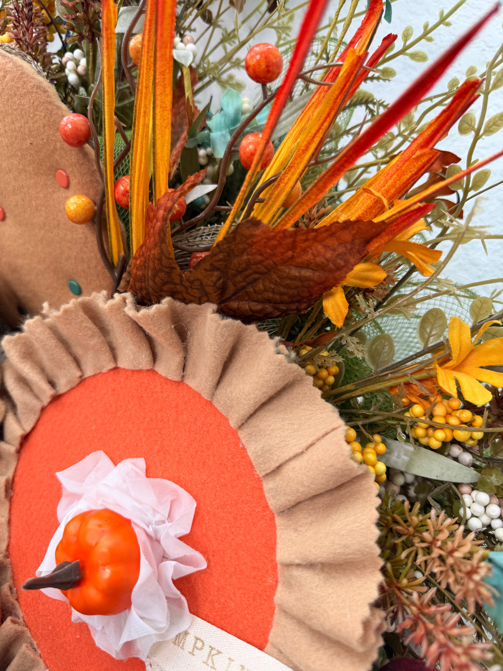 Handmade Luxury Thanksgiving Turkey Wreath | Whimsical Fall Front Door Decor