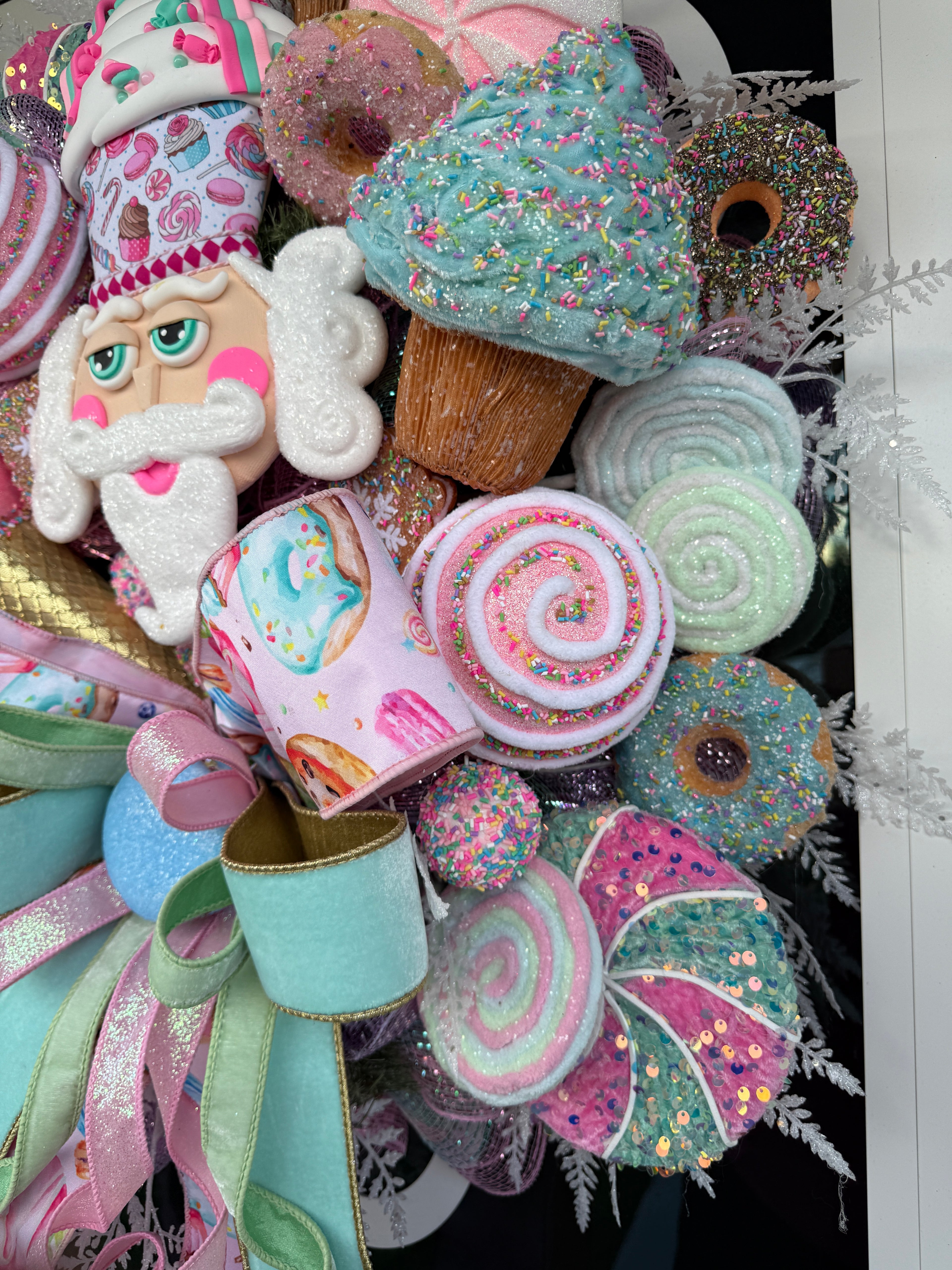 Whimsical Candy Nutcracker Wreath Pastel Holiday Front Door Decor