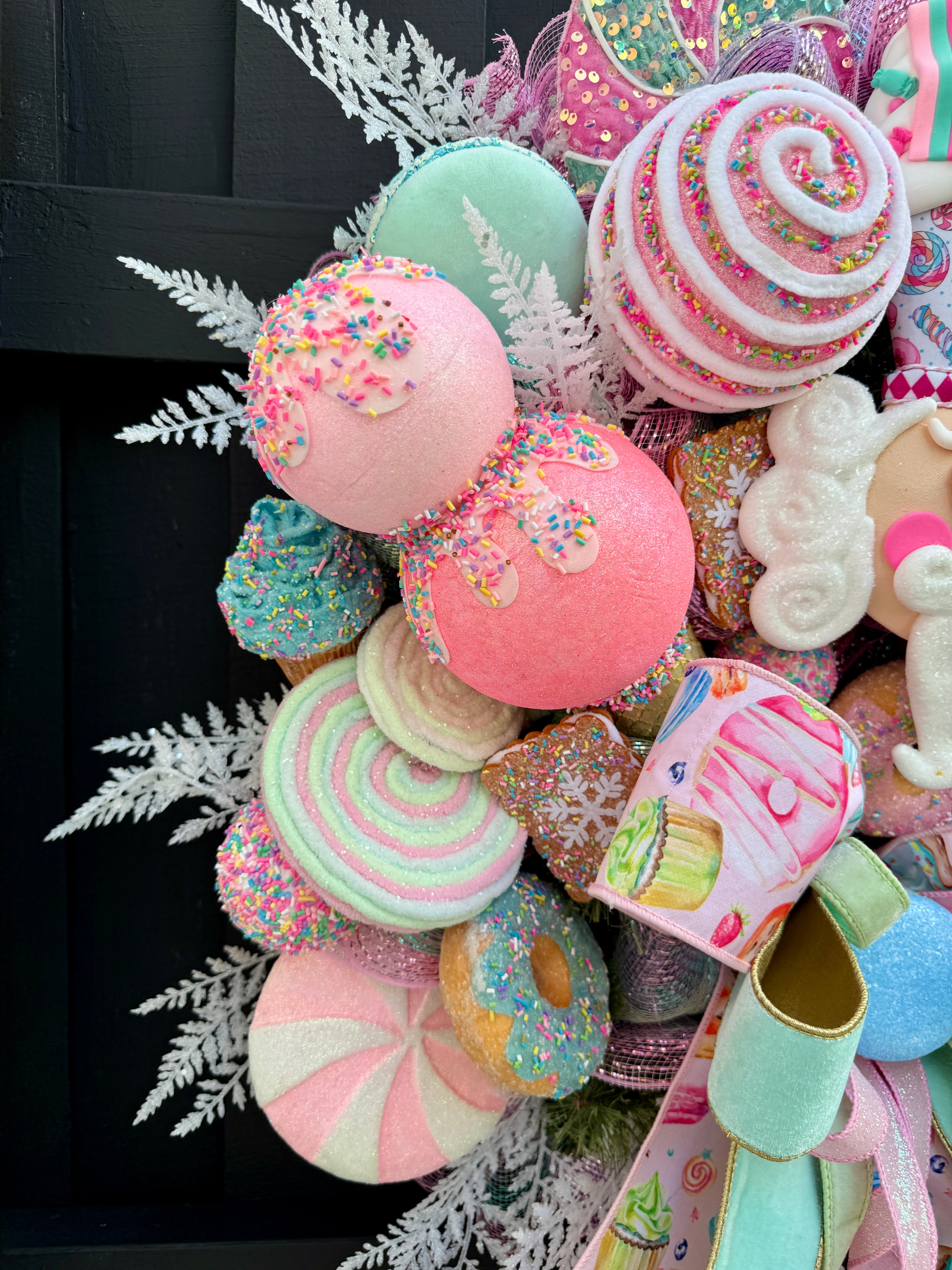 Whimsical Candy Nutcracker Wreath Pastel Holiday Front Door Decor