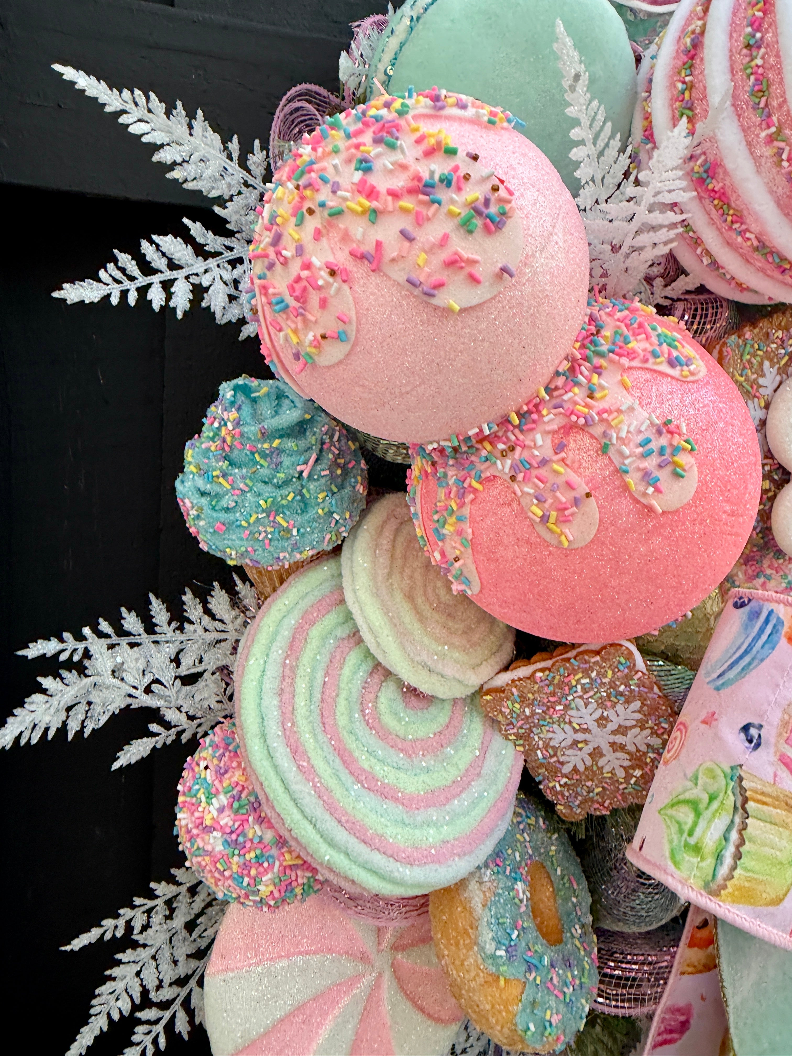 Whimsical Candy Nutcracker Wreath Pastel Holiday Front Door Decor