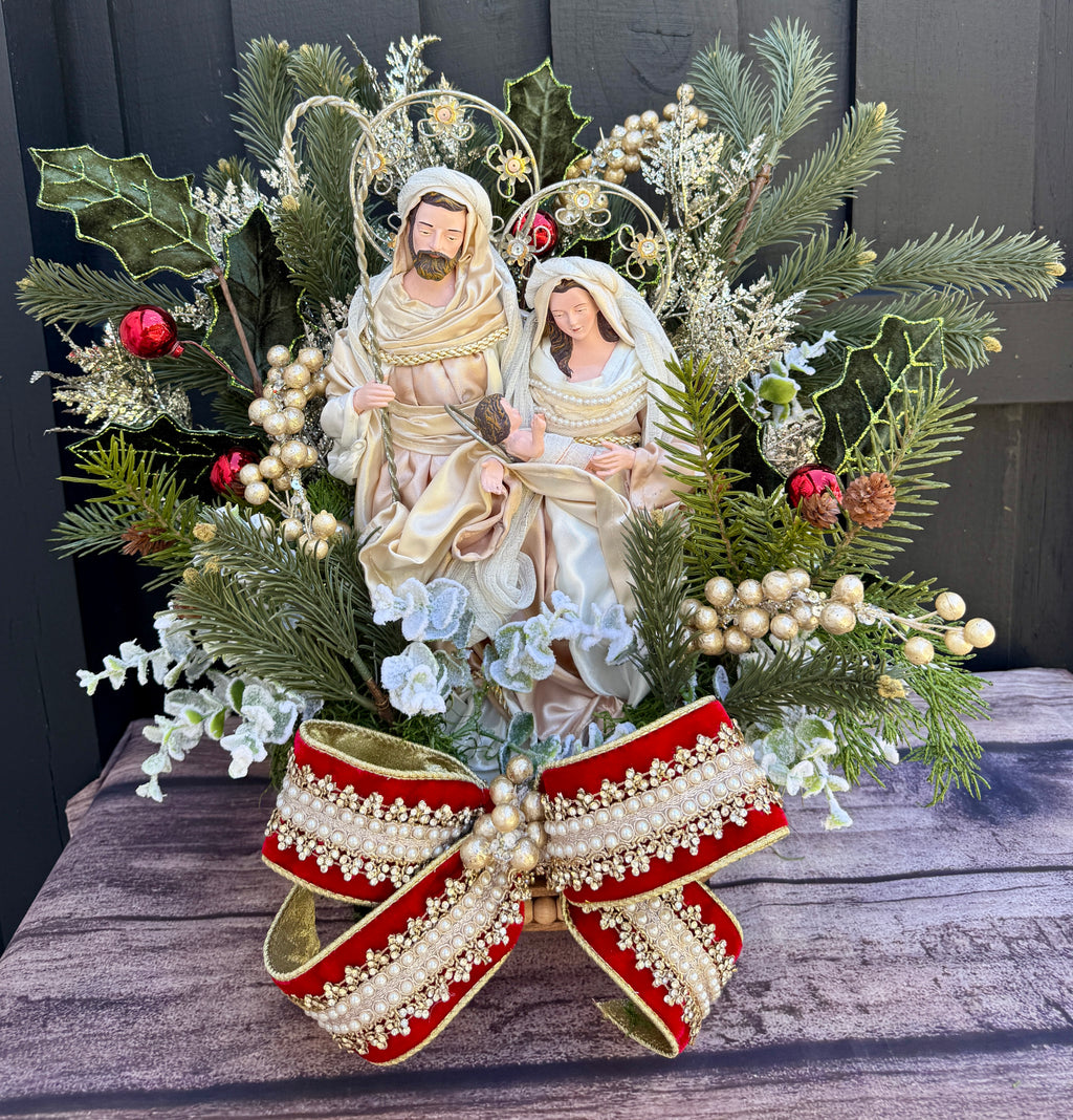 Elegant Holy Family Nativity Centerpiece - Christmas Decoration