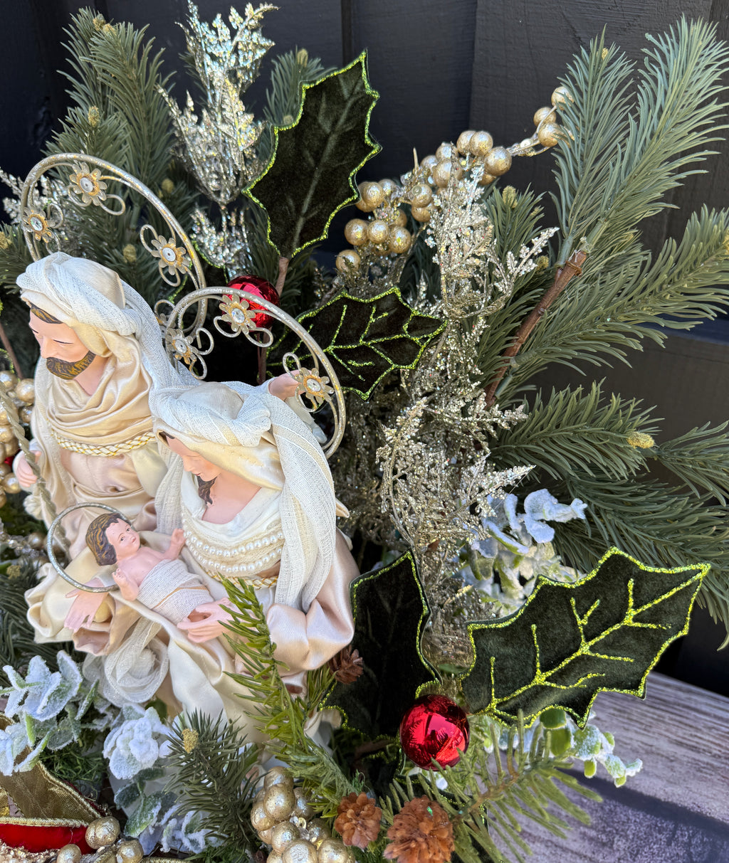 Elegant Holy Family Nativity Centerpiece - Christmas Decoration