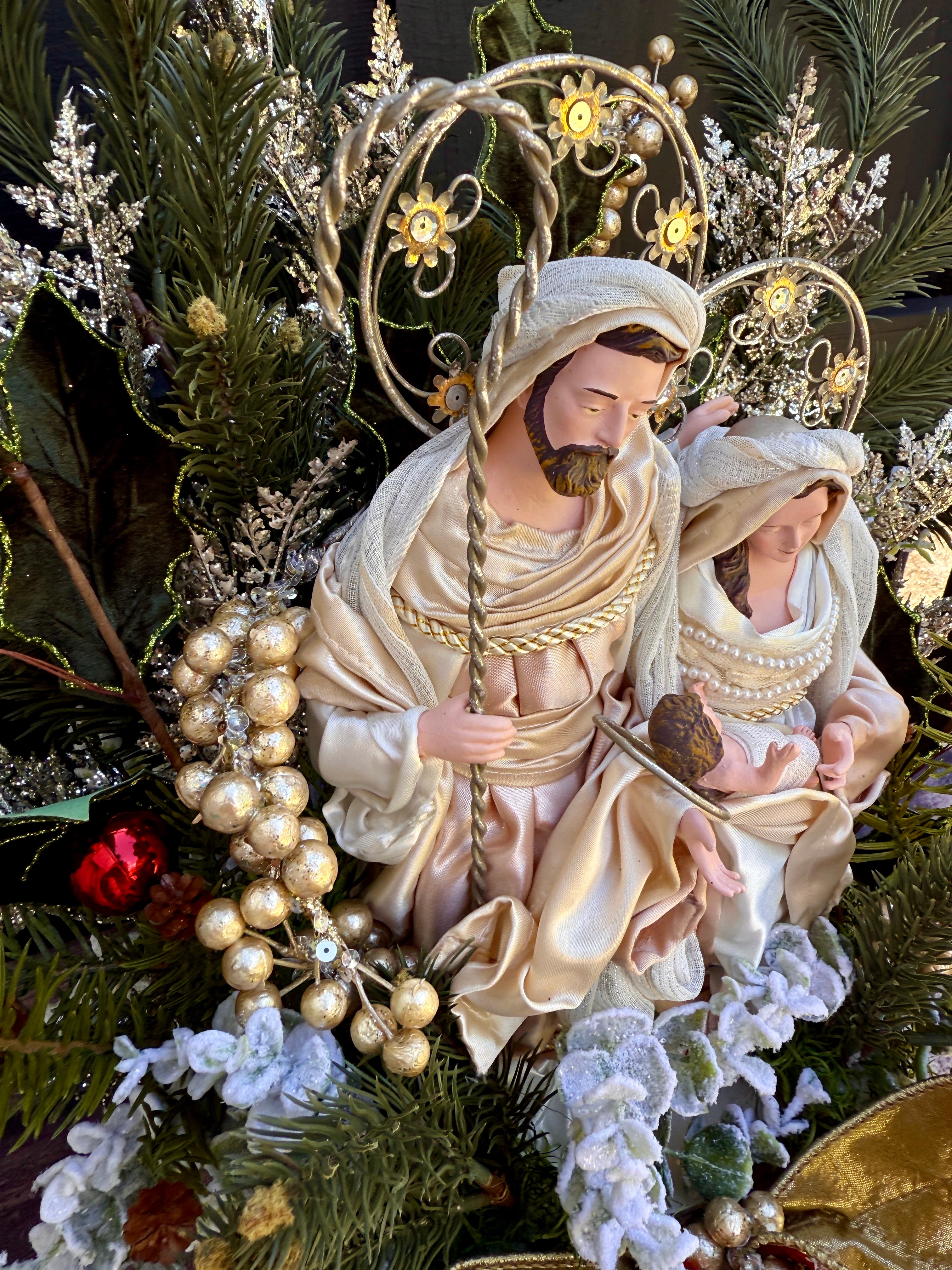 Elegant Holy Family Nativity Centerpiece - Christmas Decoration