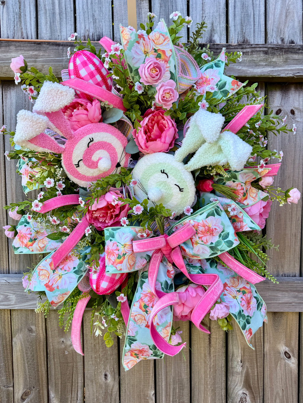 Floral  Easter Bunny Wreath