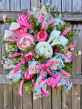 Floral  Easter Bunny Wreath