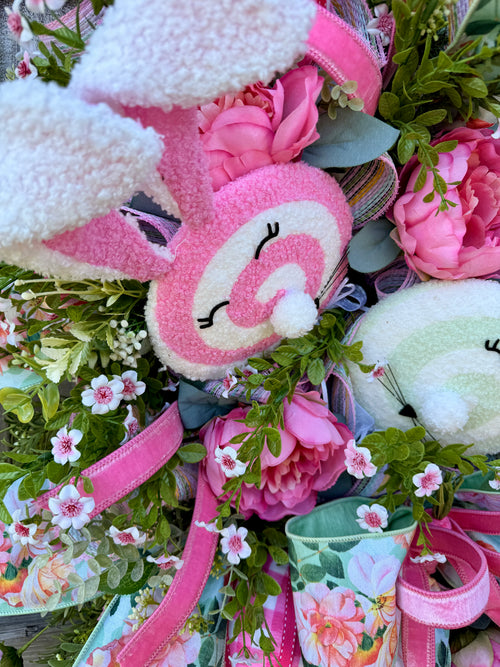 Floral  Easter Bunny Wreath