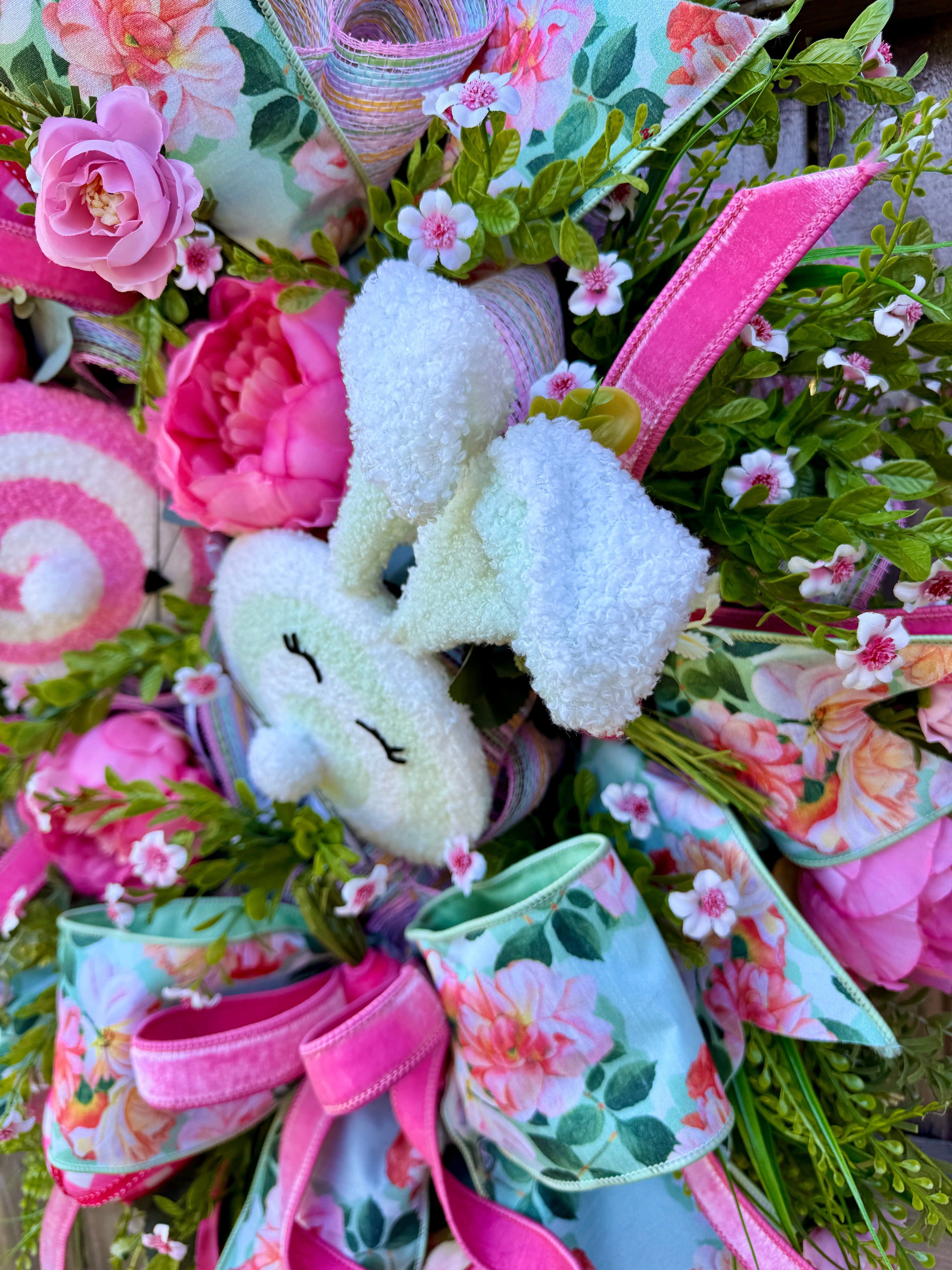 Floral  Easter Bunny Wreath