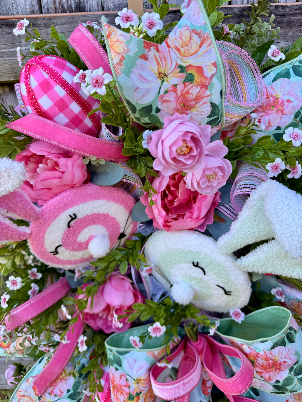 Floral  Easter Bunny Wreath