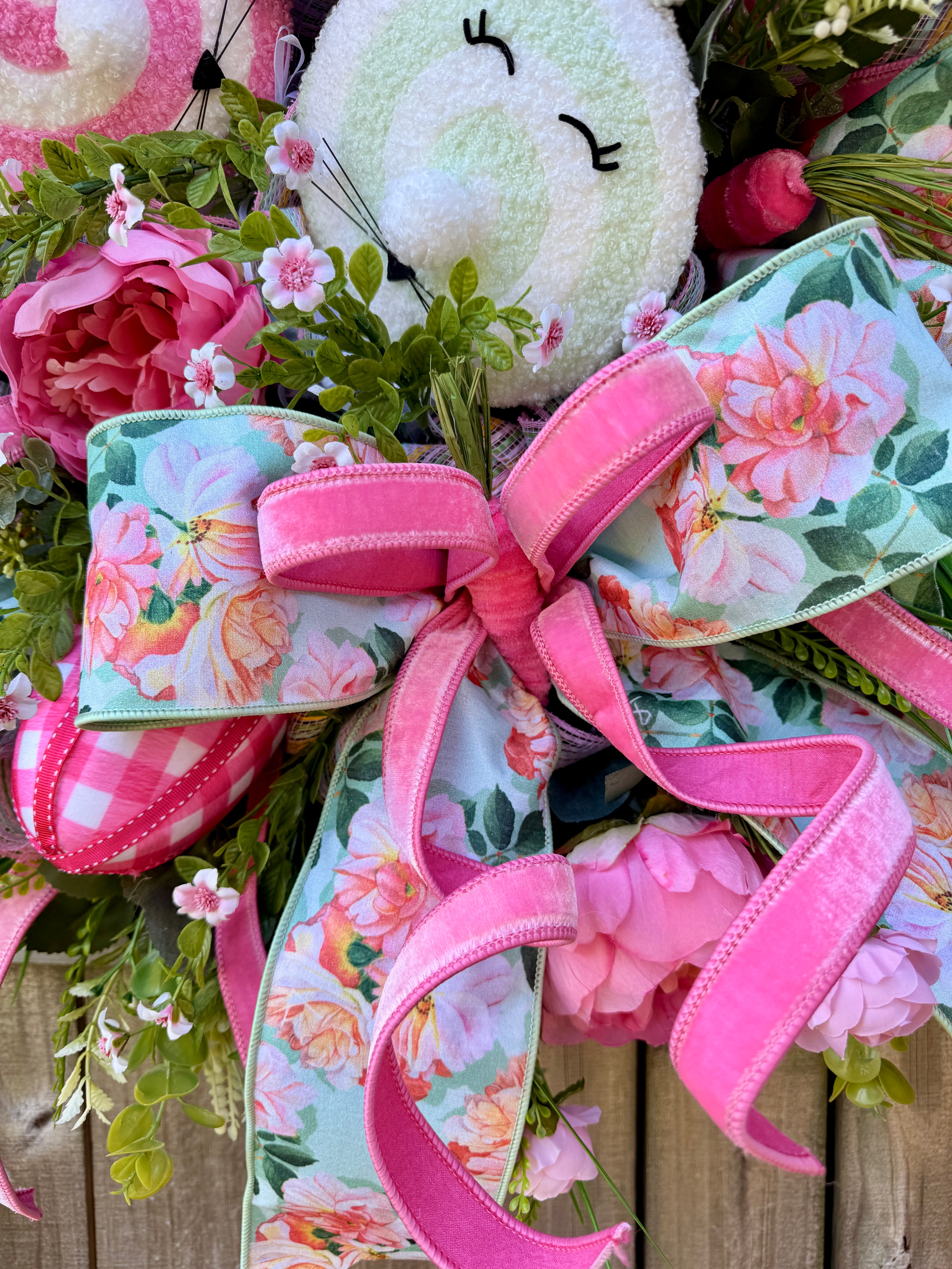 Floral  Easter Bunny Wreath