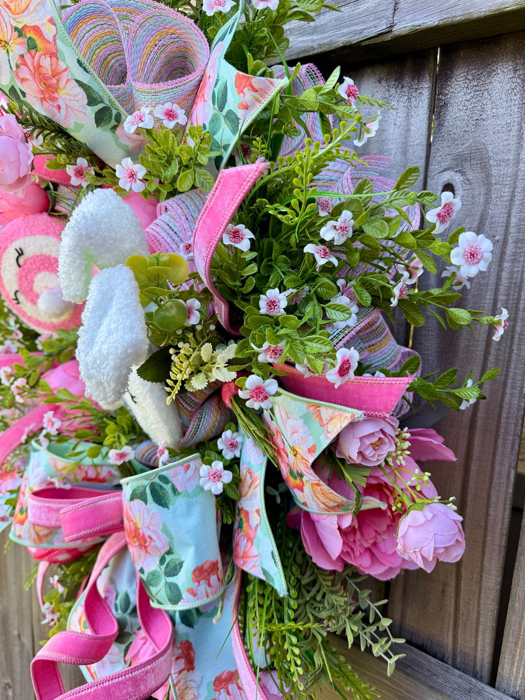 Floral  Easter Bunny Wreath