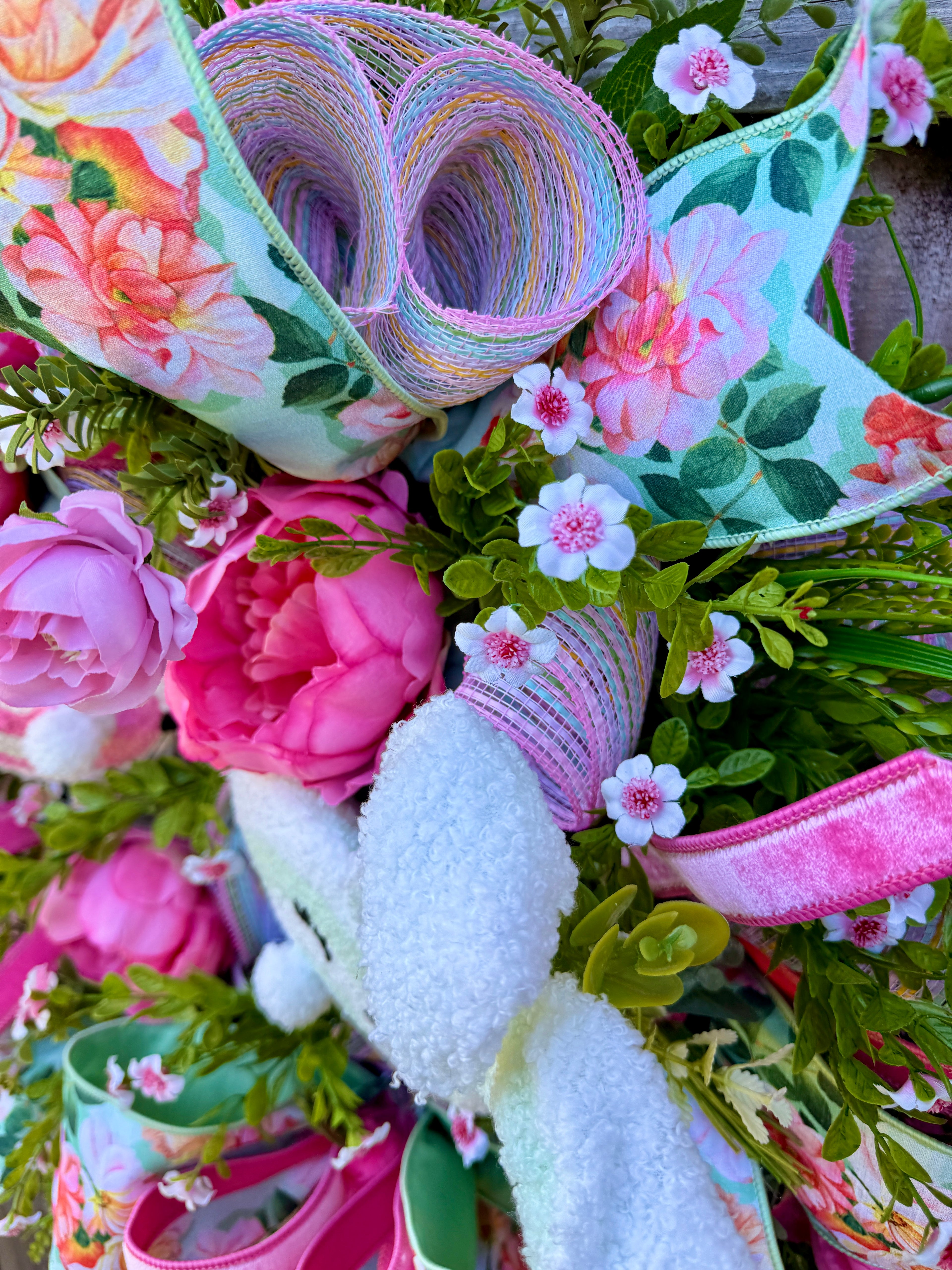 Floral  Easter Bunny Wreath