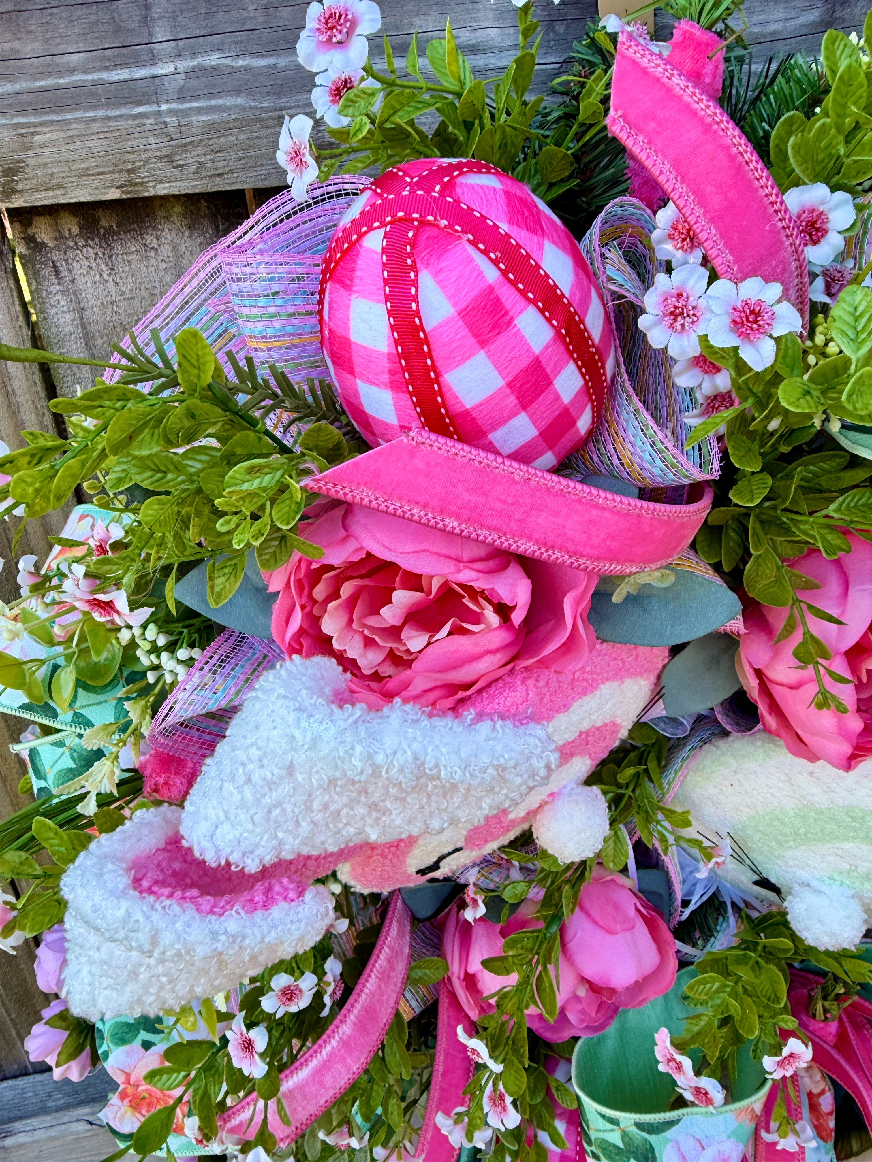 Floral  Easter Bunny Wreath