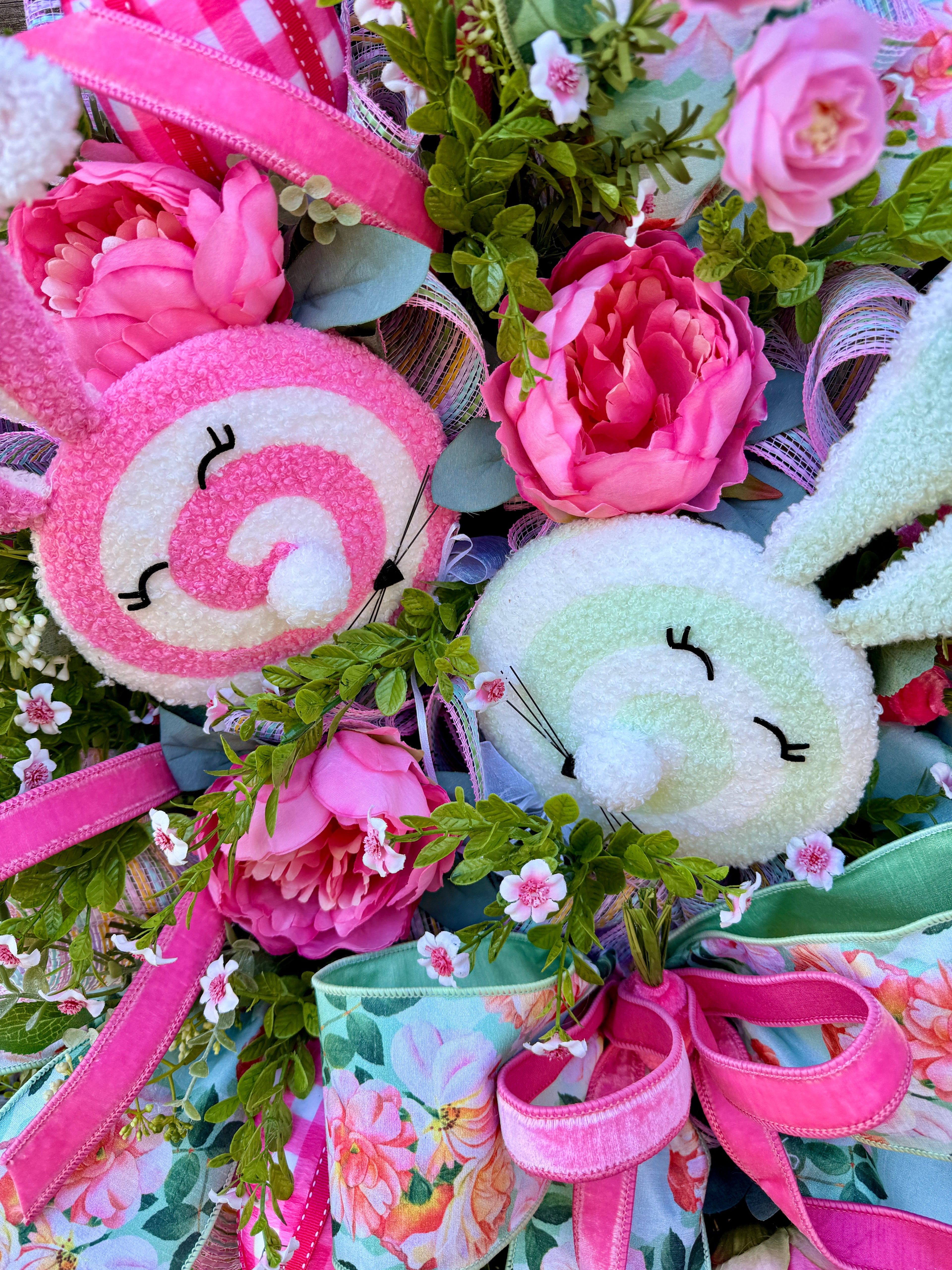 Floral  Easter Bunny Wreath