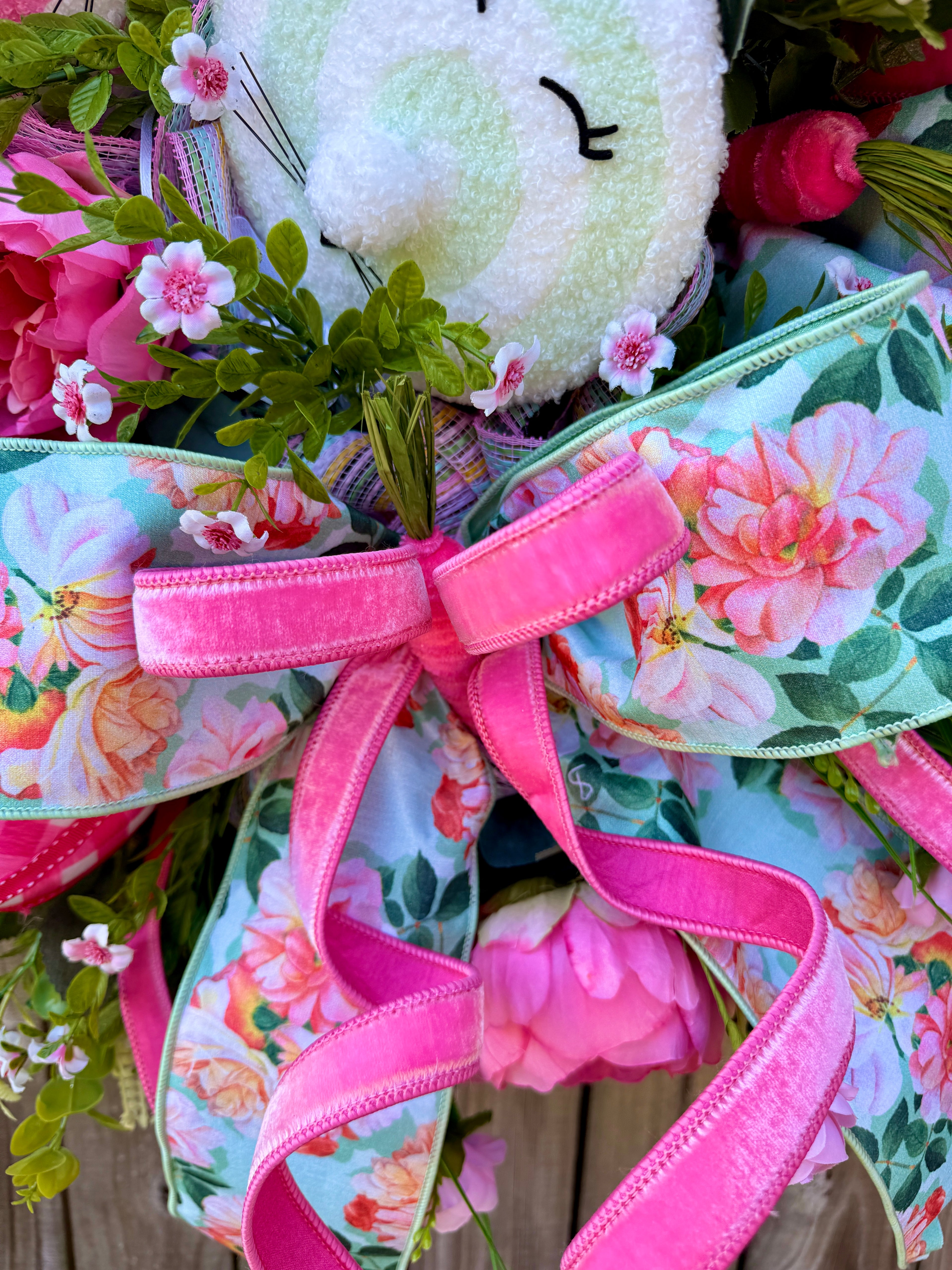 Floral  Easter Bunny Wreath