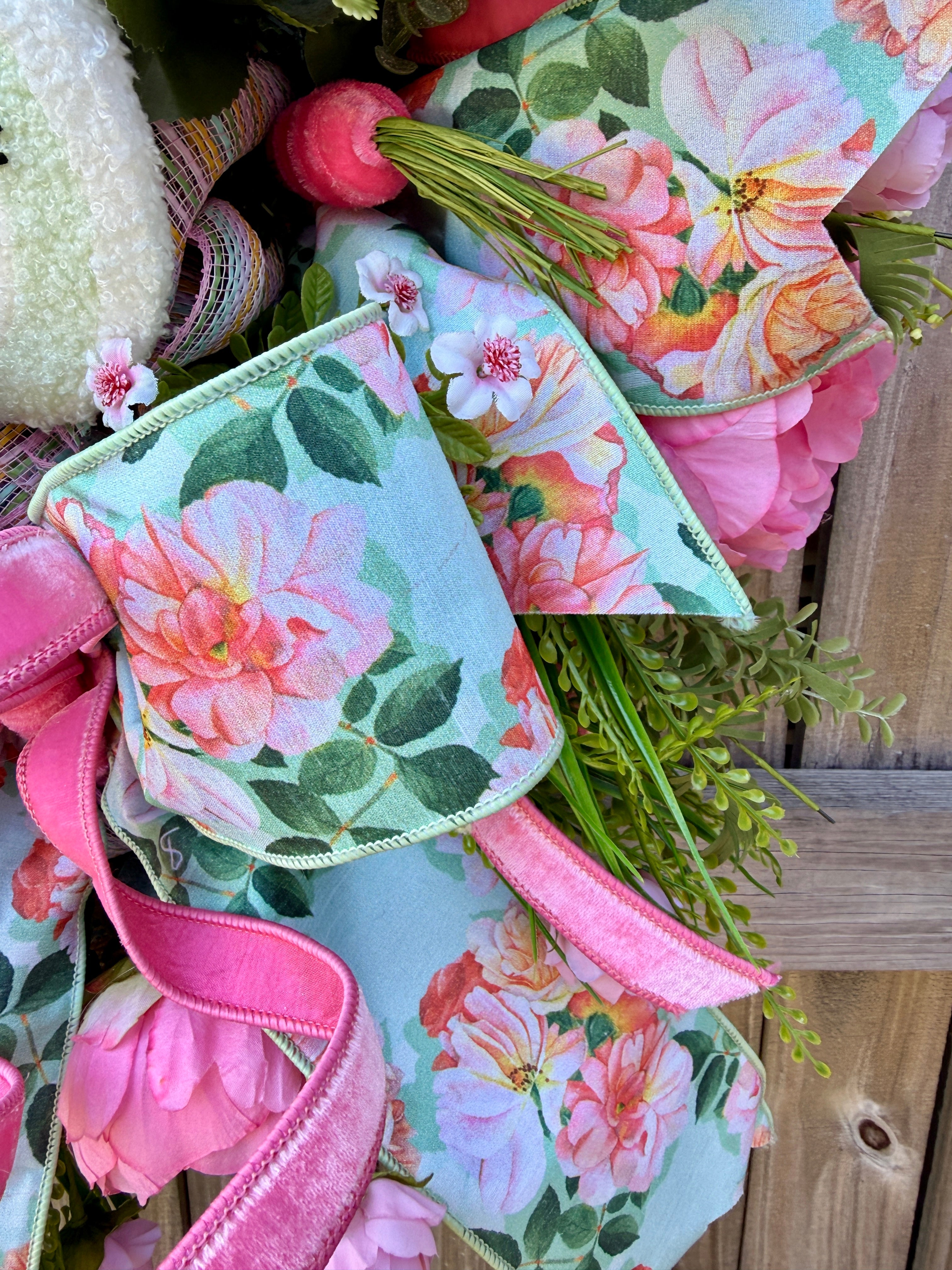 Floral  Easter Bunny Wreath