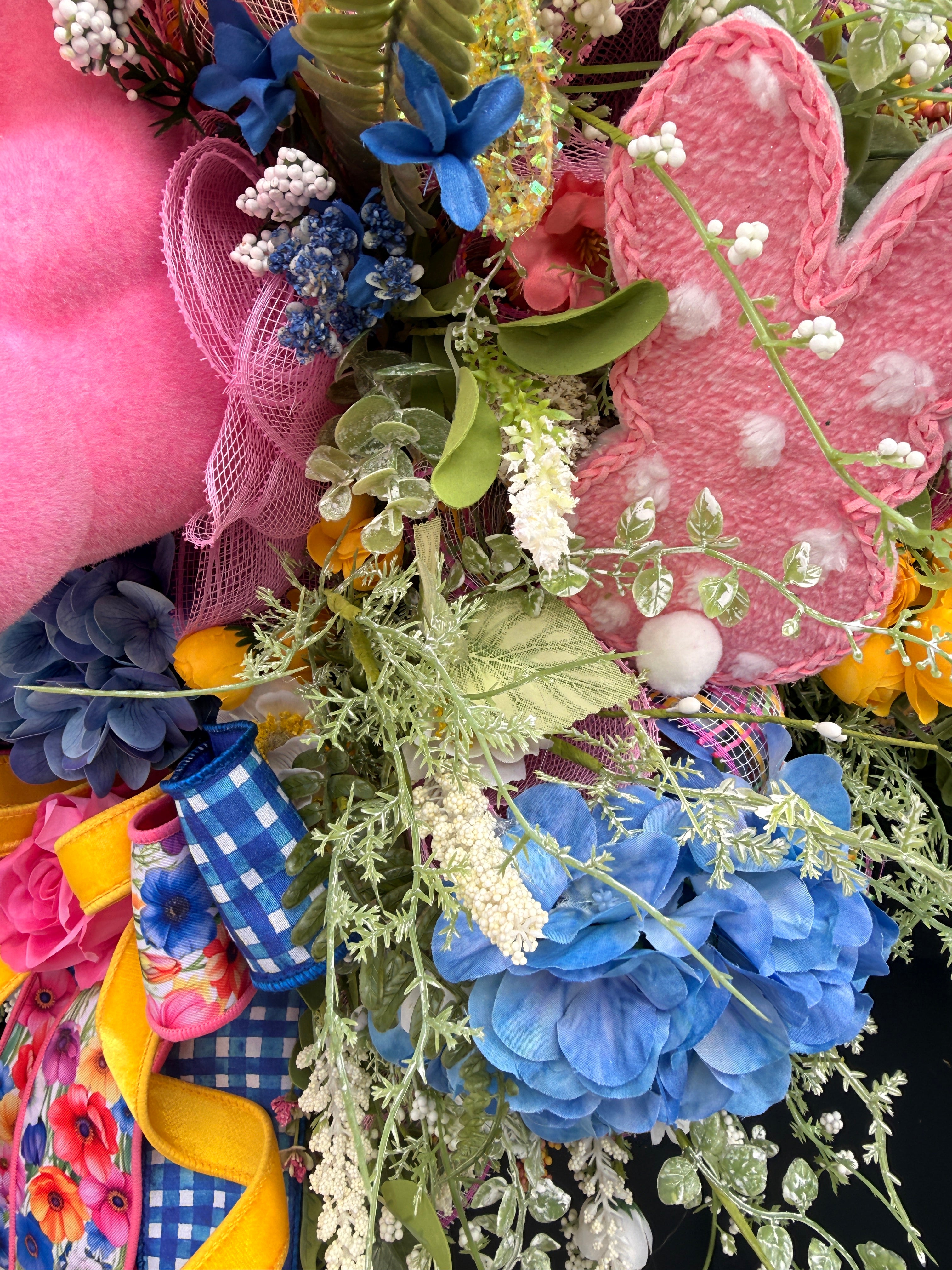 Pink Bunny Easter Wreath