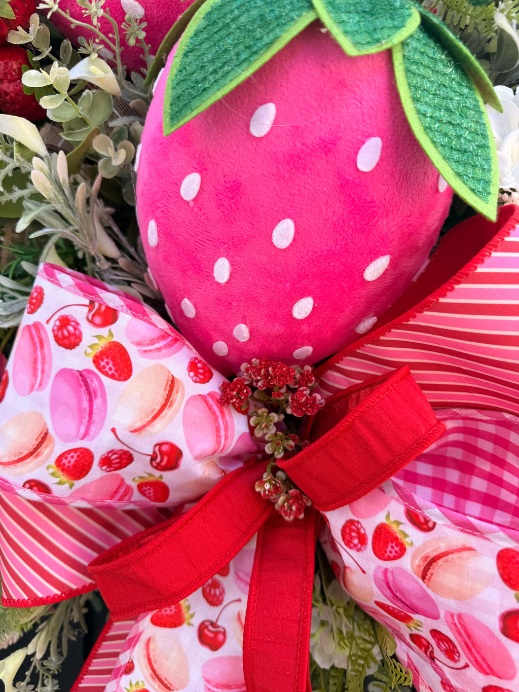 Strawberry Wreath, Farmhouse Fruit Door Decor