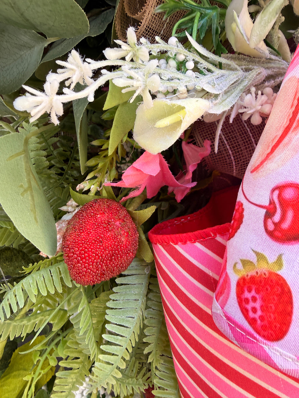 Strawberry Wreath, Farmhouse Fruit Door Decor