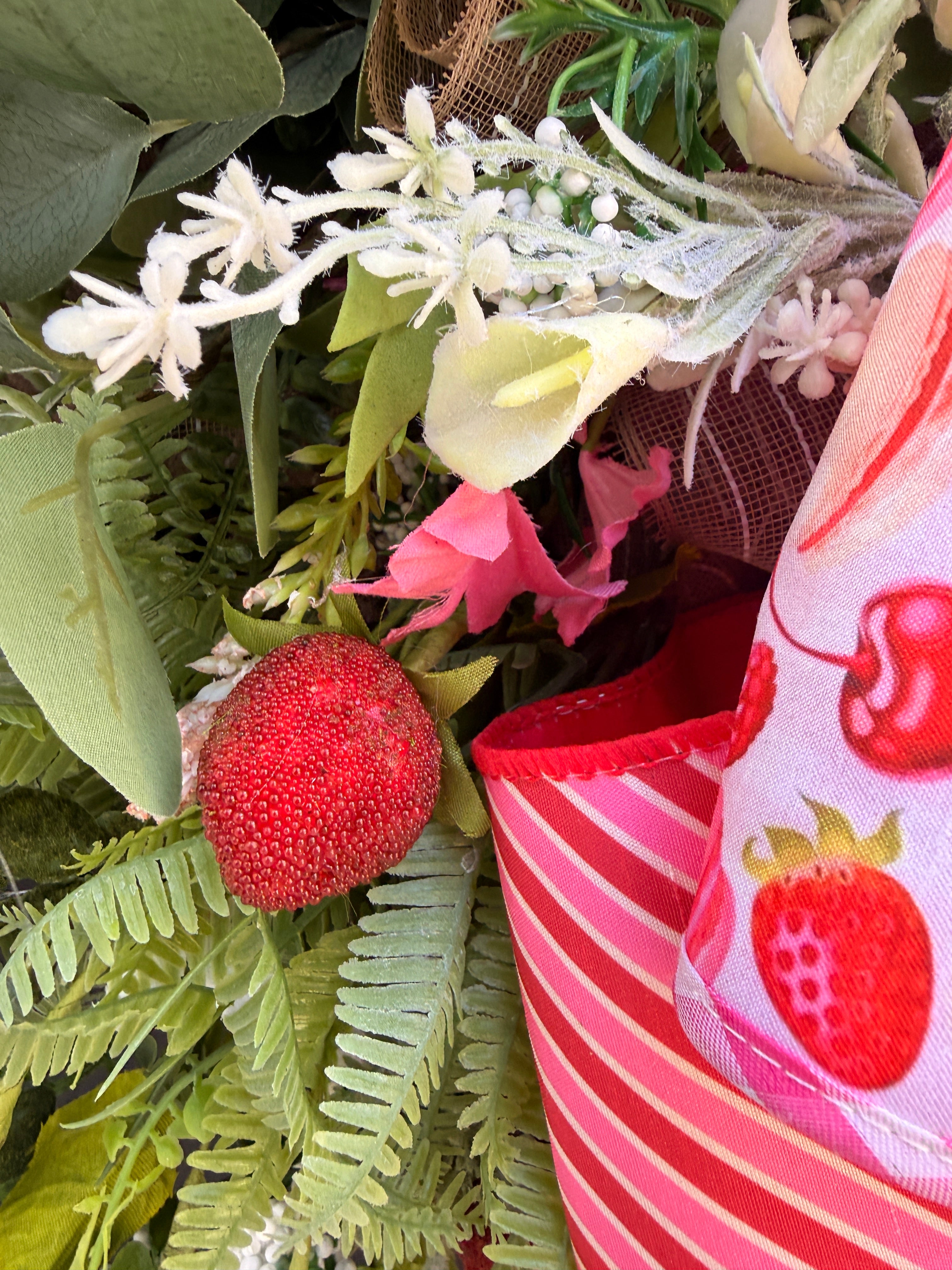 Strawberry Wreath, Farmhouse Fruit Door Decor