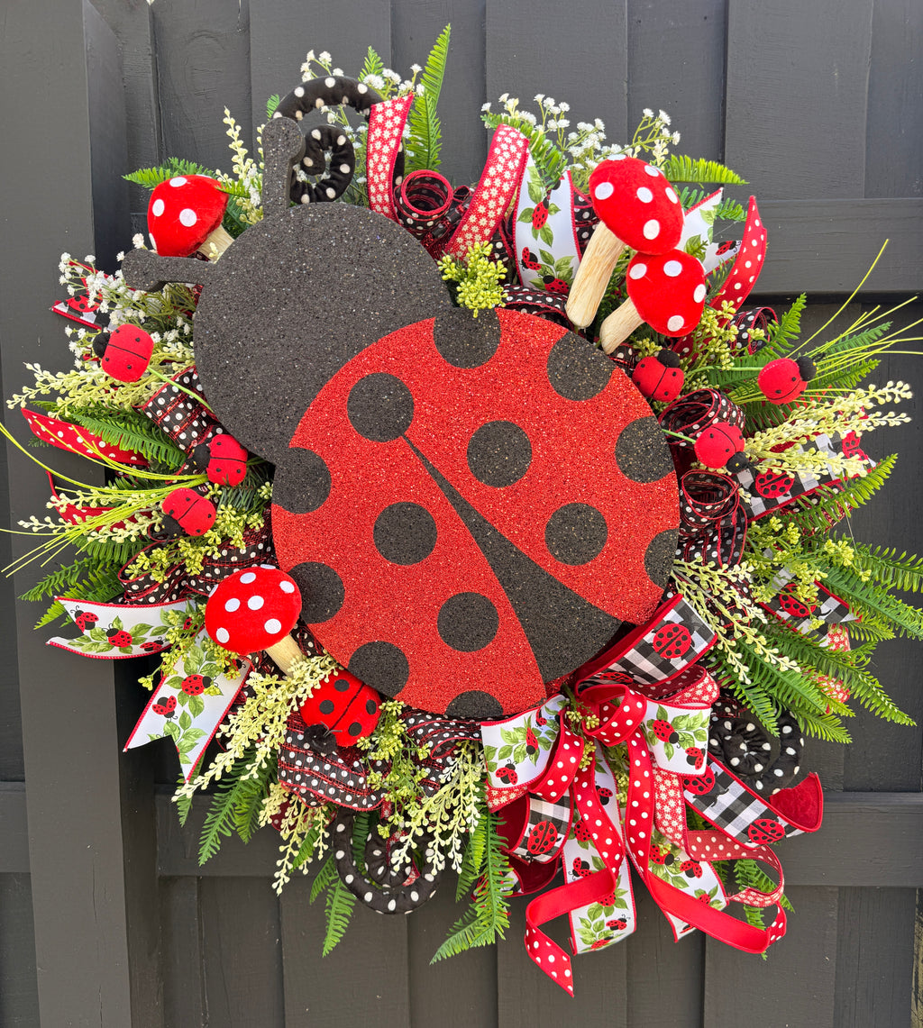 Ladybug Wreath, Spring Summer Wreath