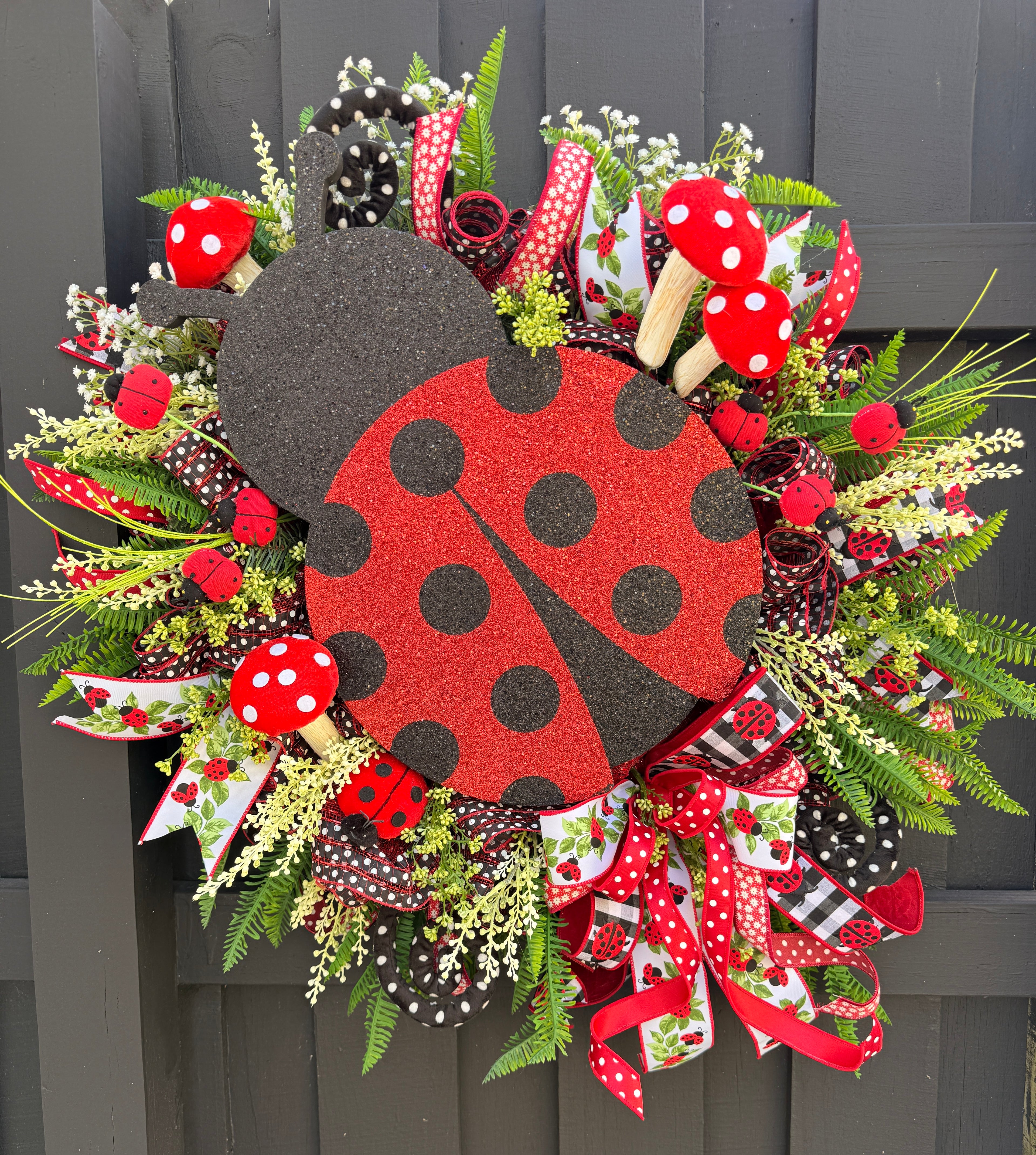 Ladybug Wreath, Spring Summer Wreath