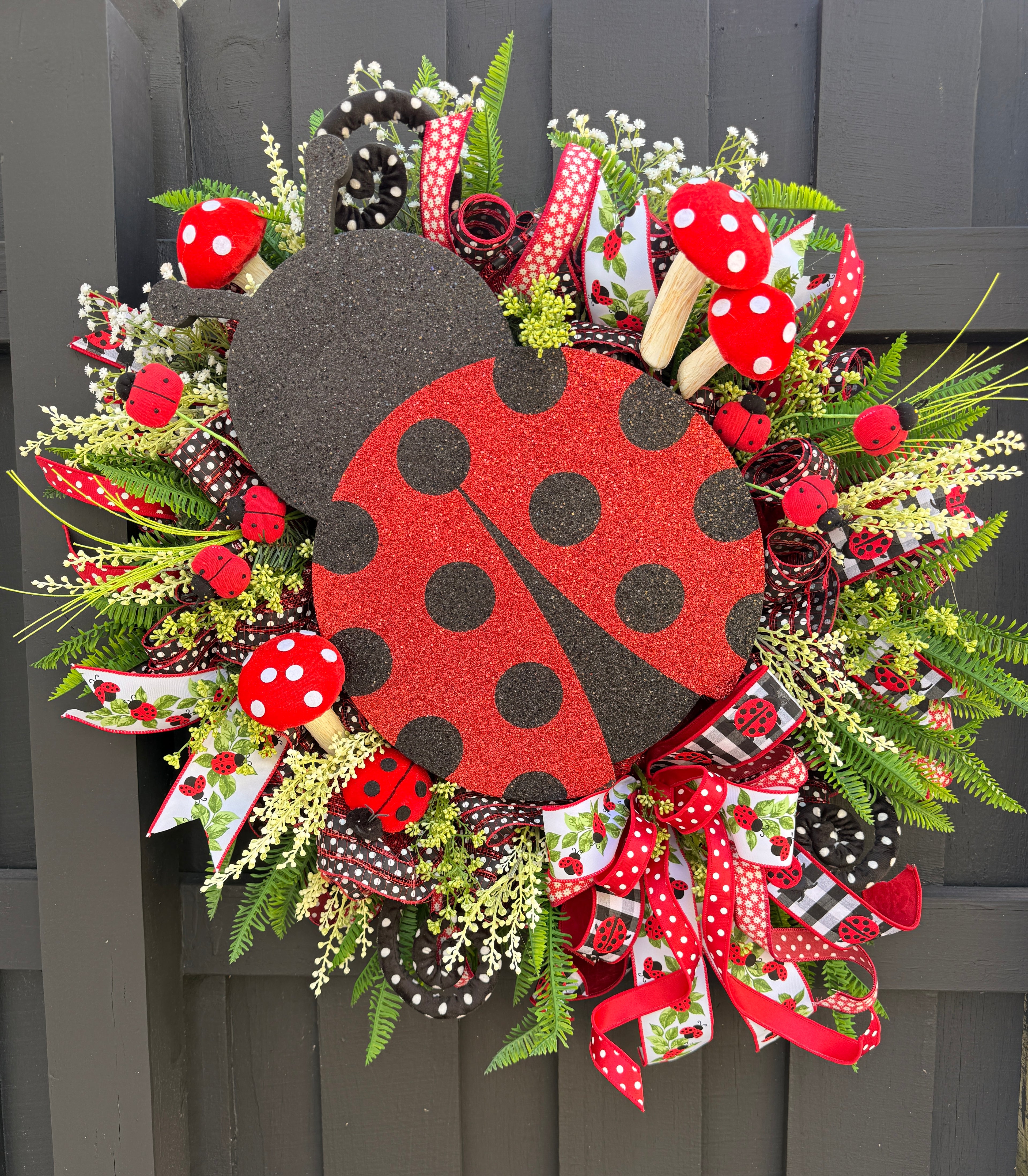 Ladybug Wreath, Spring Summer Wreath