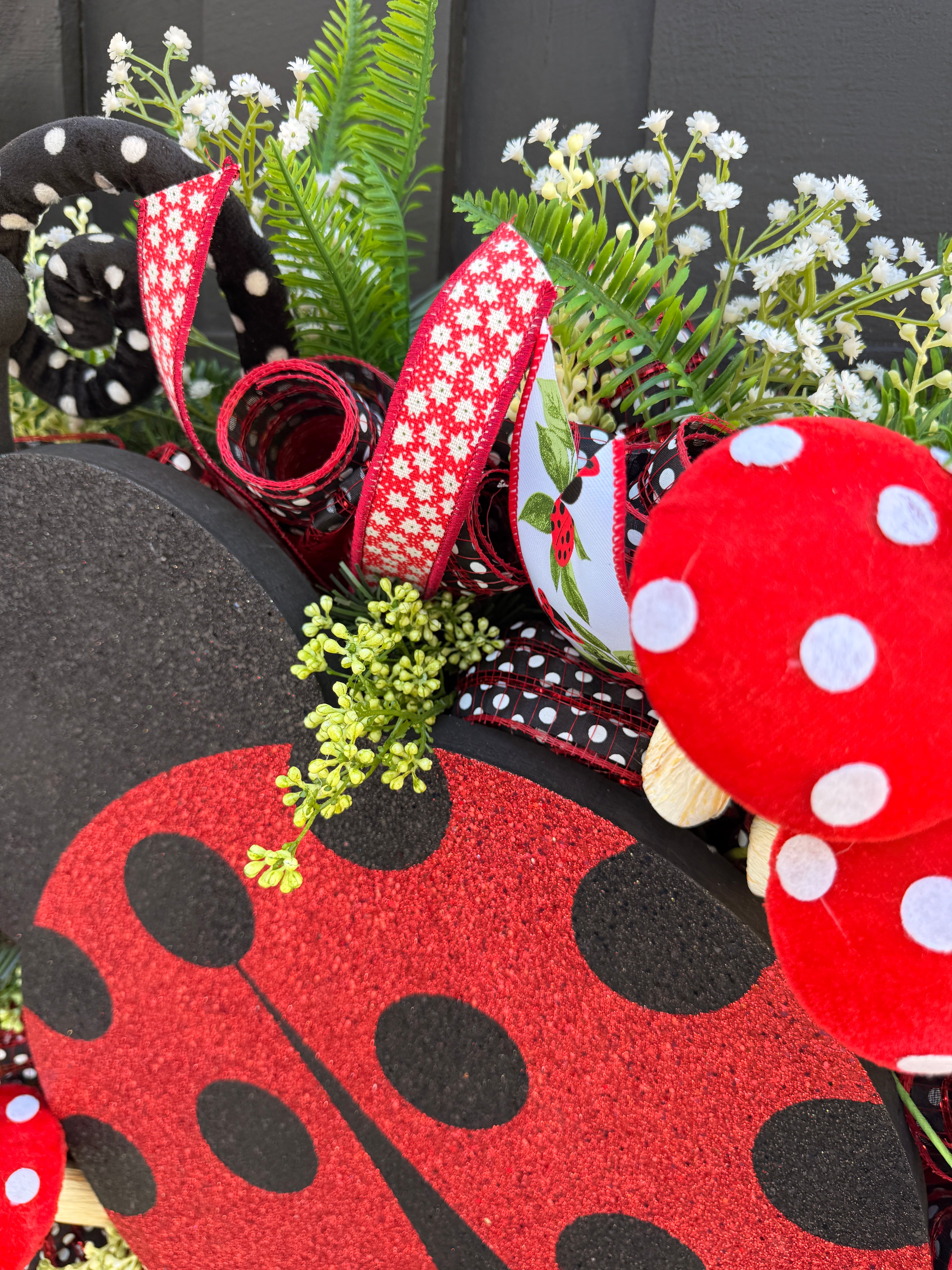 Ladybug Wreath, Spring Summer Wreath