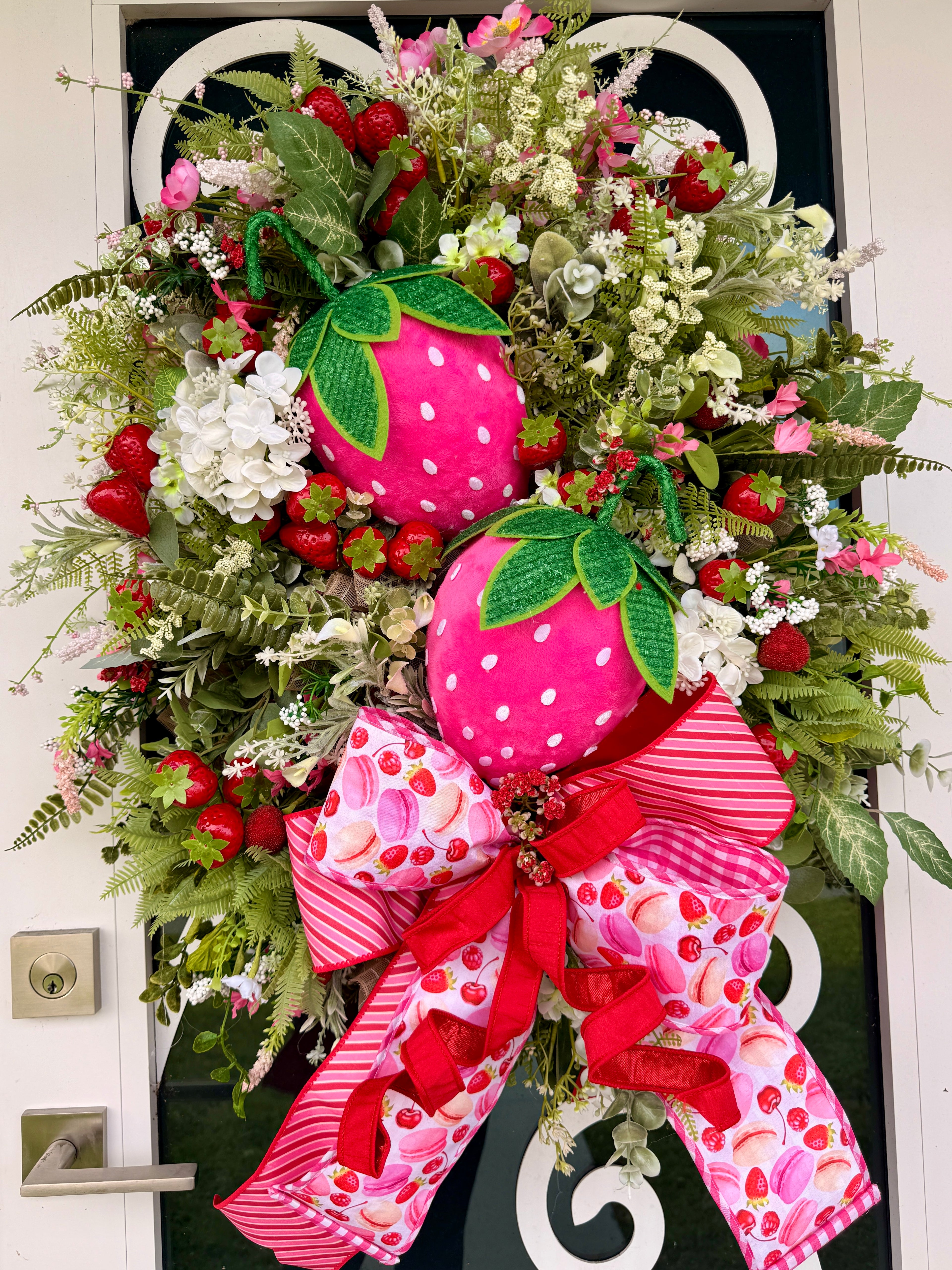 Strawberry Wreath, Farmhouse Fruit Door Decor