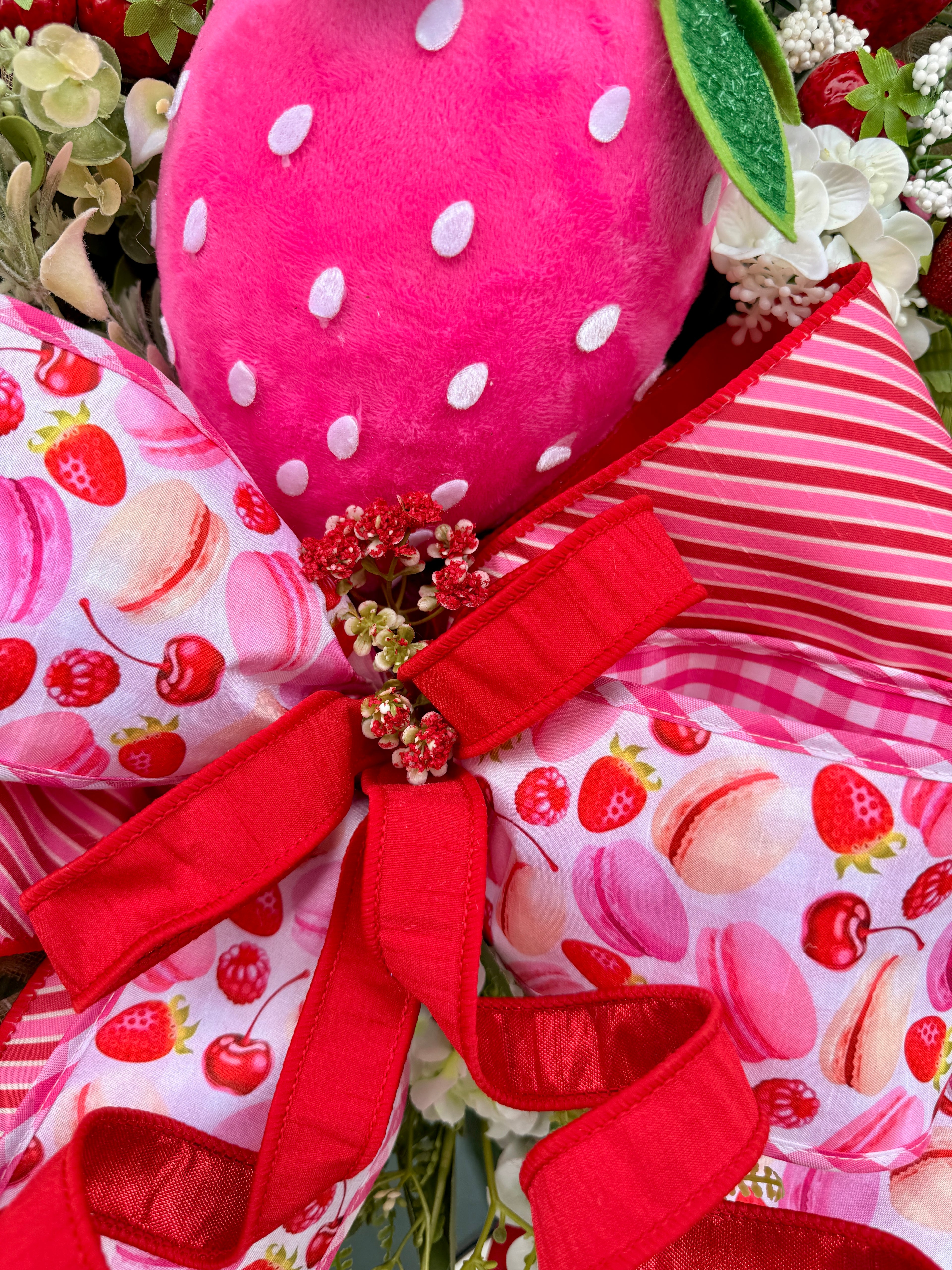 Strawberry Wreath, Farmhouse Fruit Door Decor