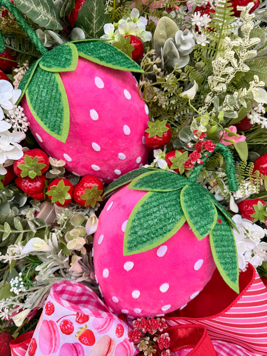 Strawberry Wreath, Farmhouse Fruit Door Decor