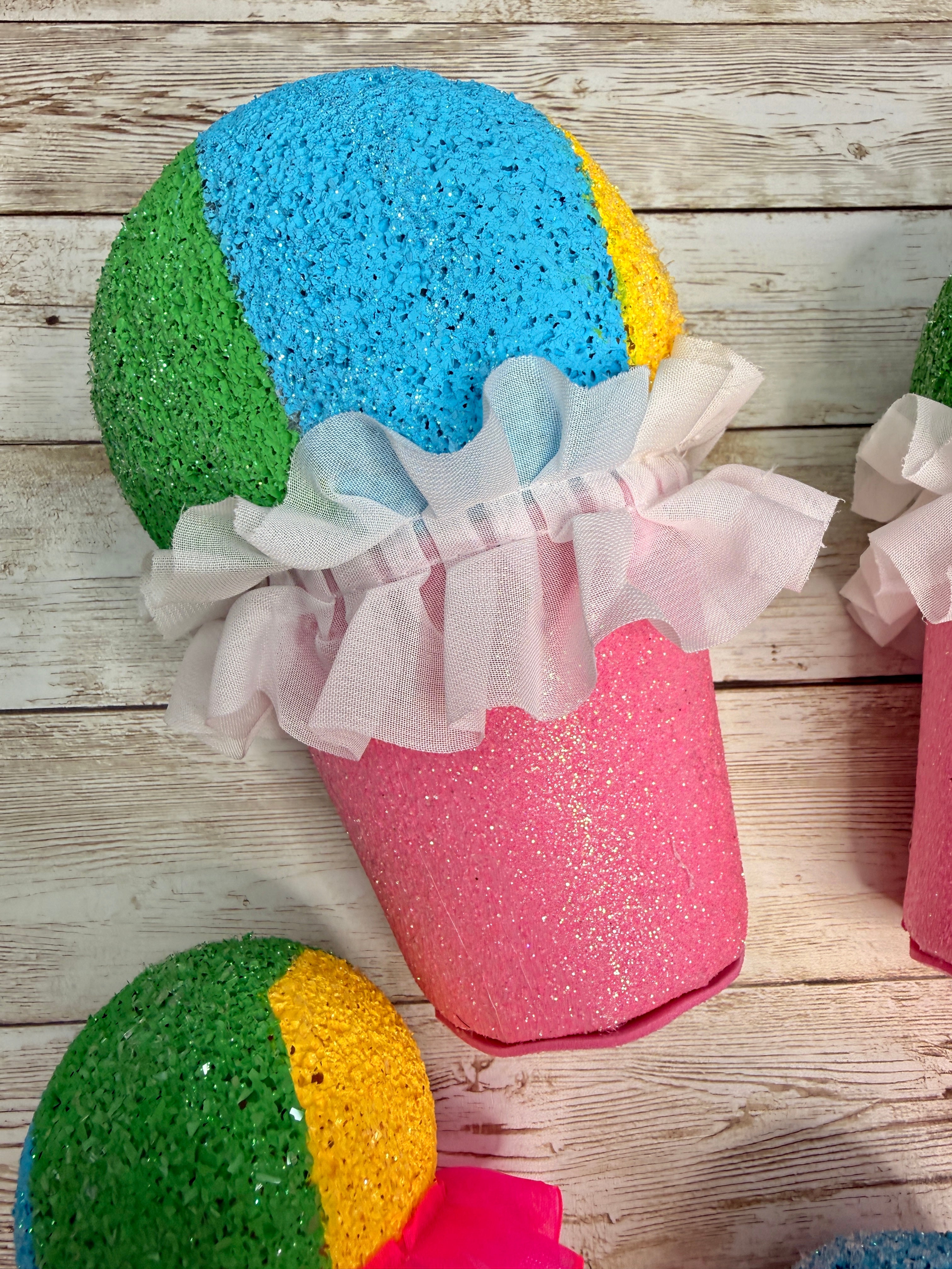 Colorful Faux Snow Cone Set – Set of 5 Summer Decor Pieces