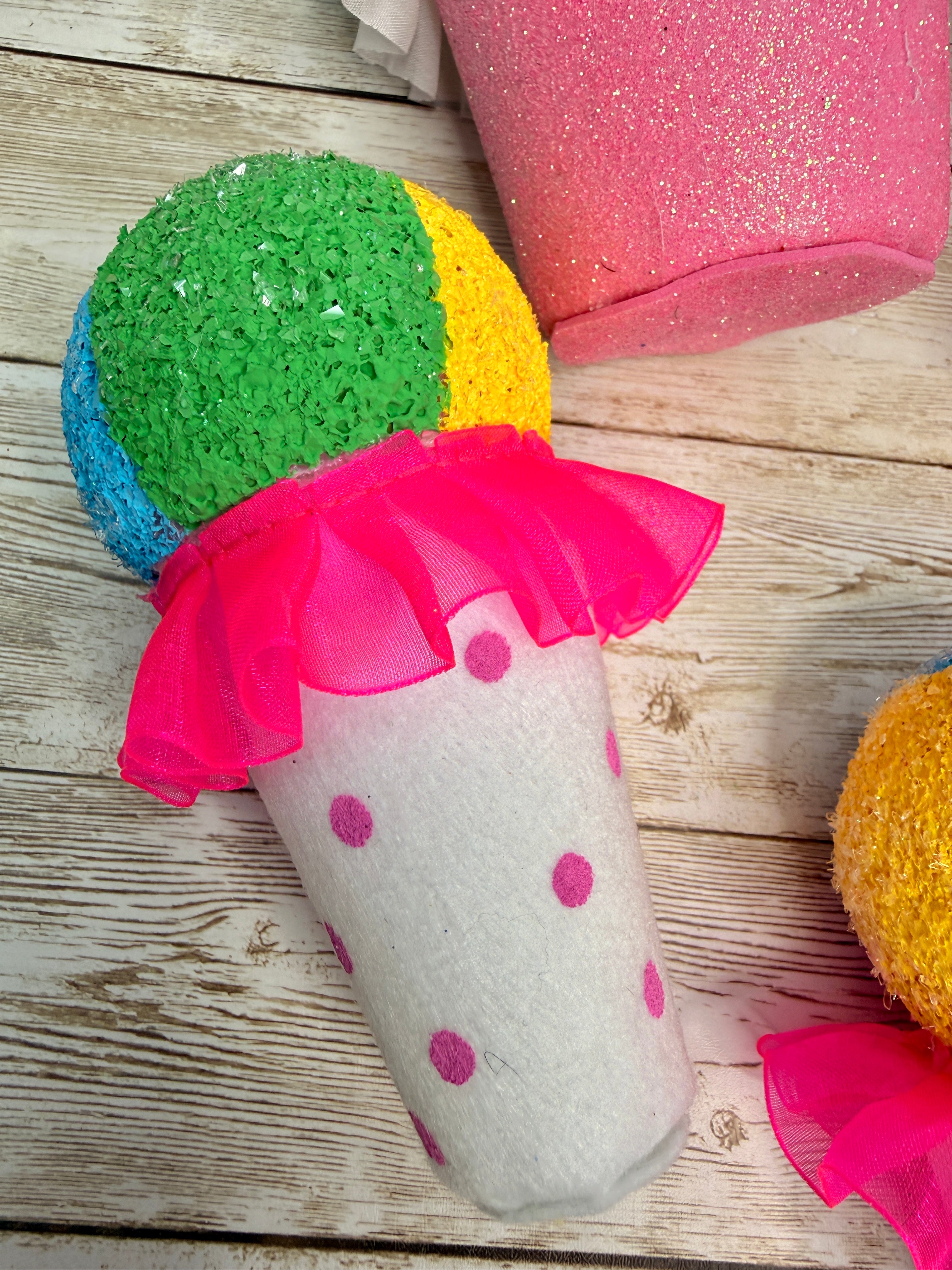 Colorful Faux Snow Cone Set – Set of 5 Summer Decor Pieces